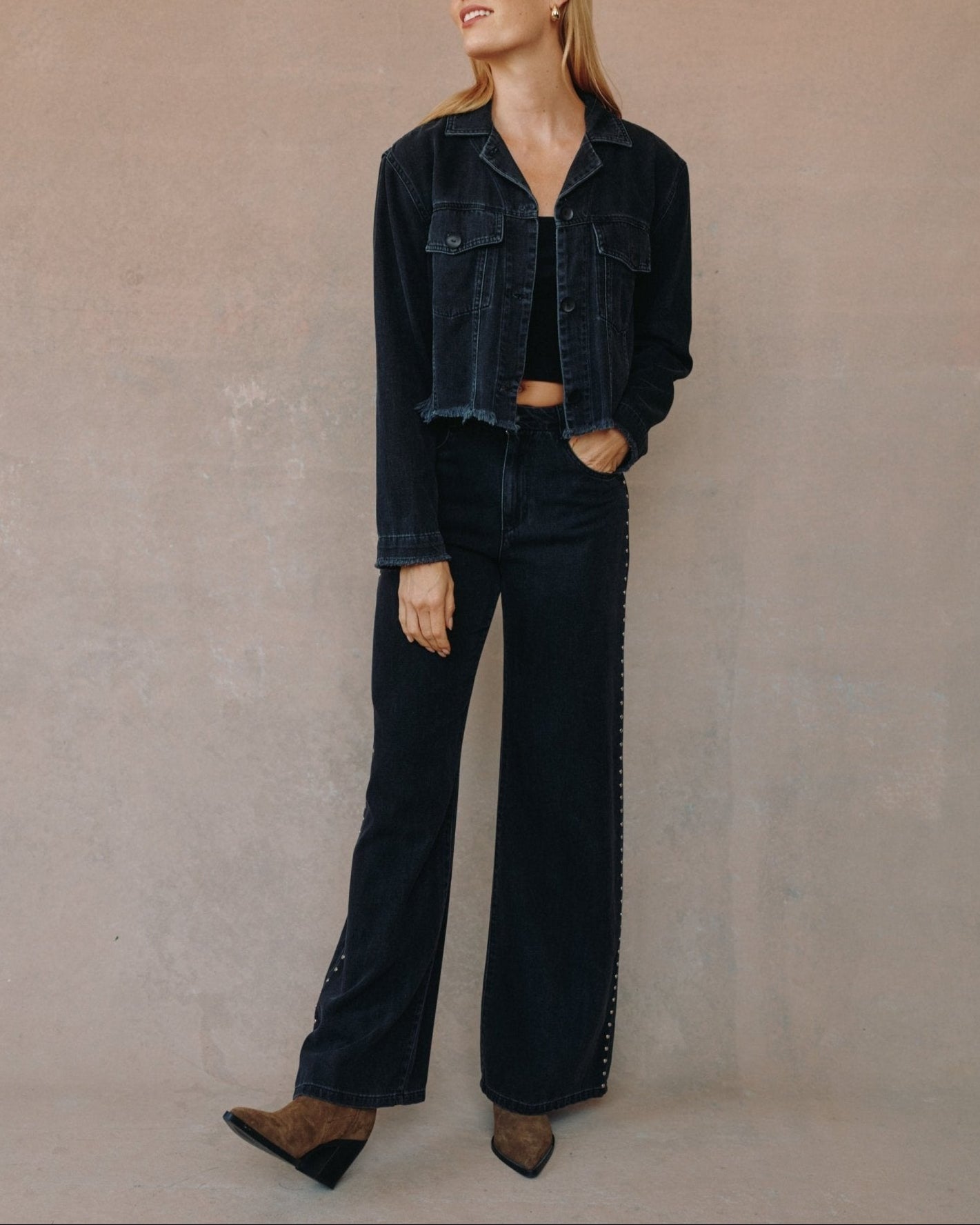 Anya Studded Vintage Jean - Moon Shadow Wash