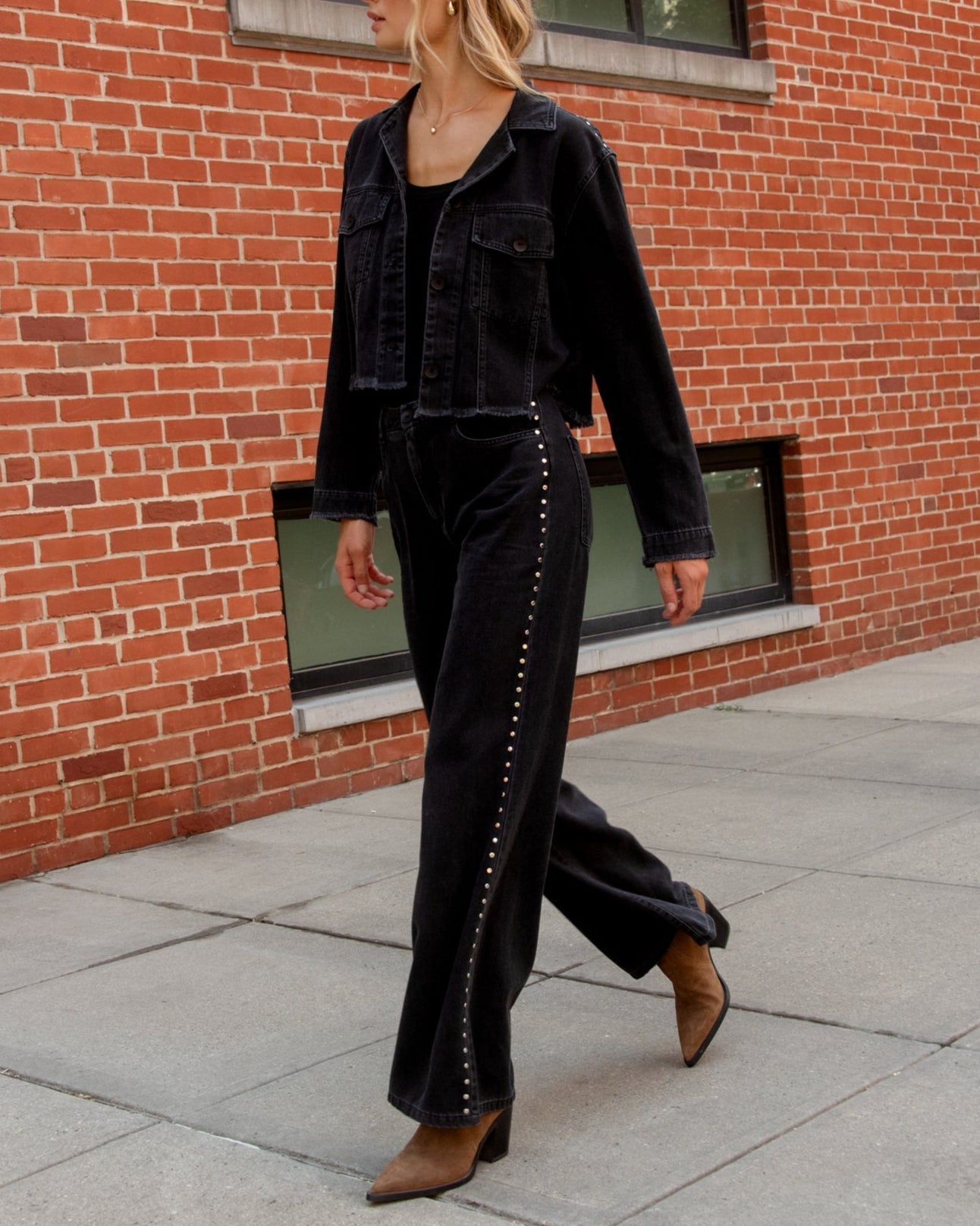 Anya Studded Vintage Jean - Moon Shadow Wash