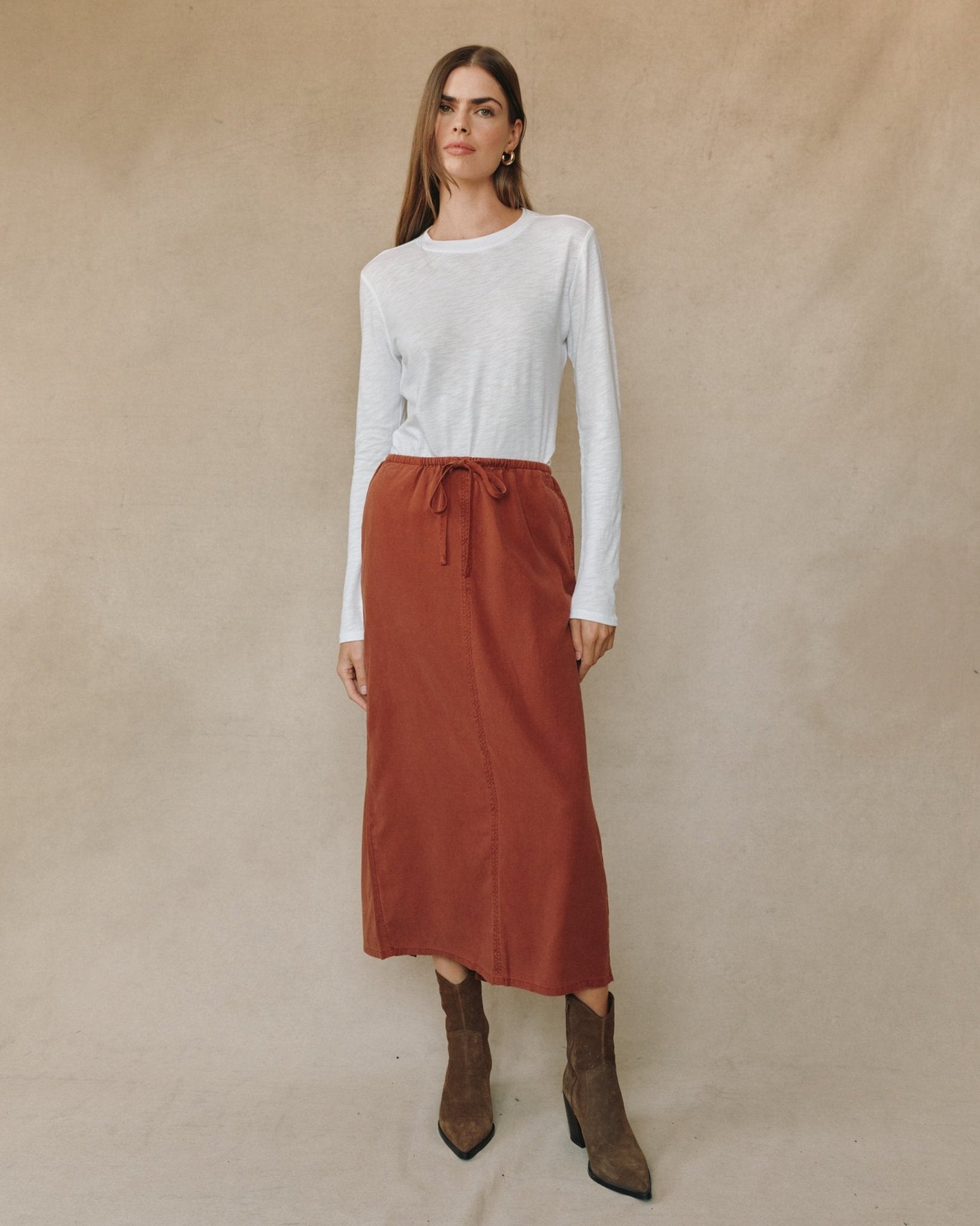 Back Slit Skirt - Autumn Amber