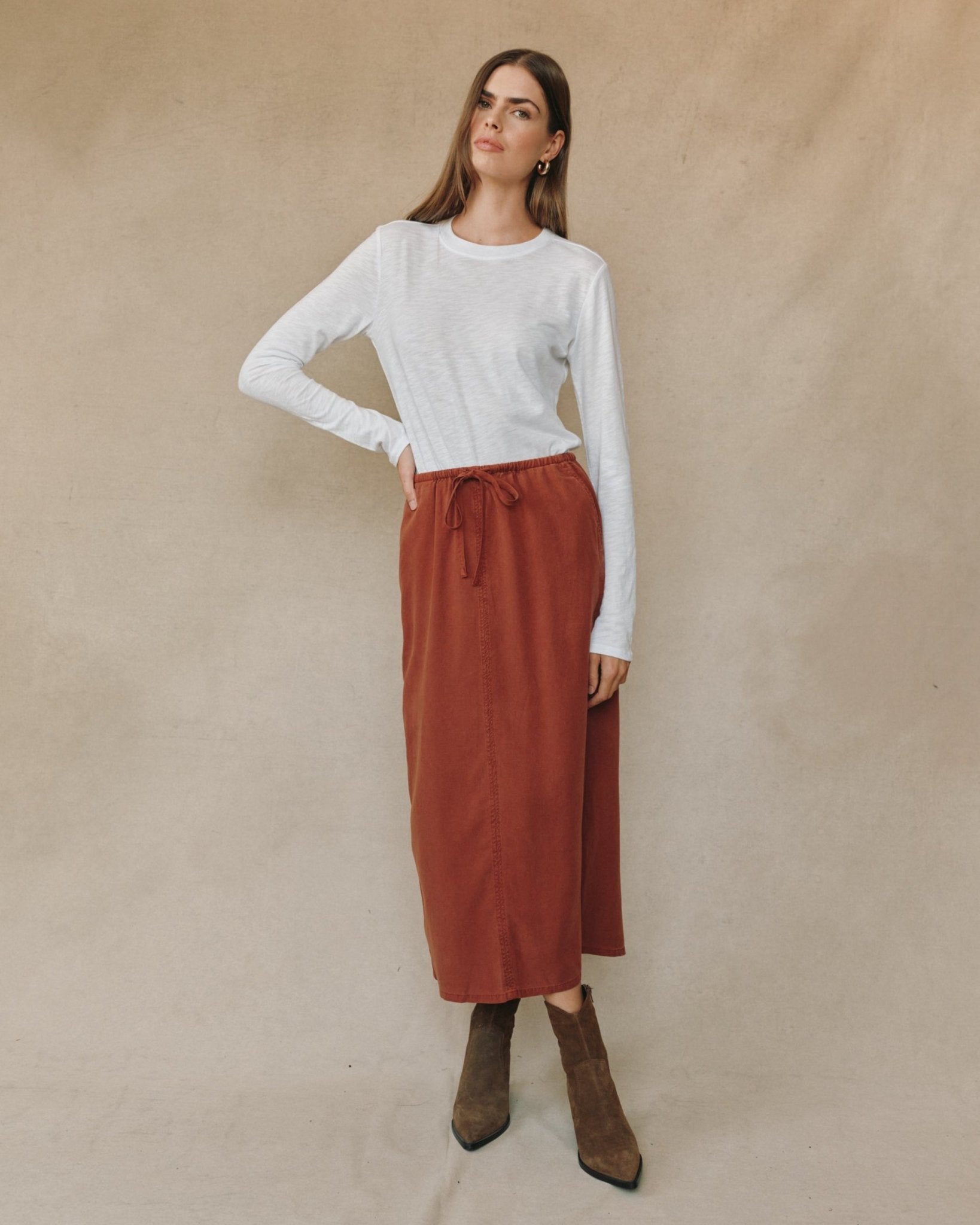 Back Slit Skirt - Autumn Amber