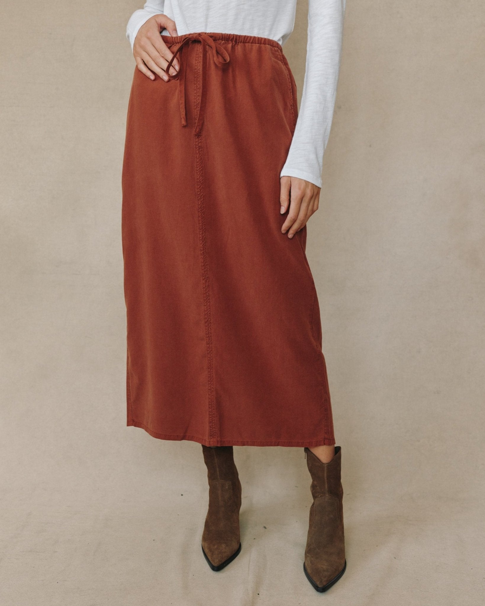 Back Slit Skirt - Autumn Amber