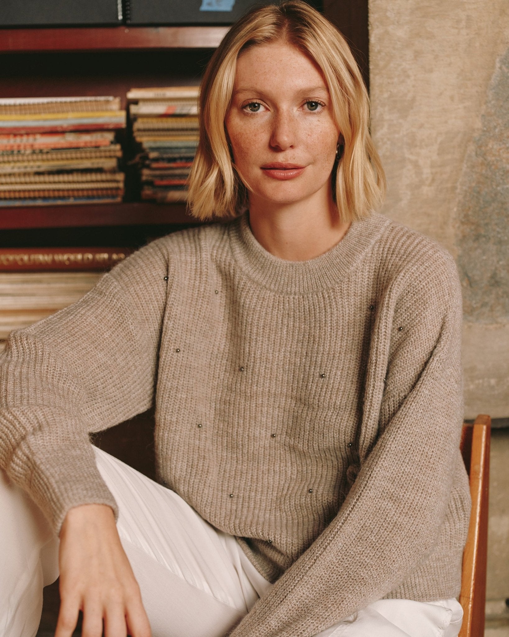 Beaded Crew Neck Sweater - Hazel Wood