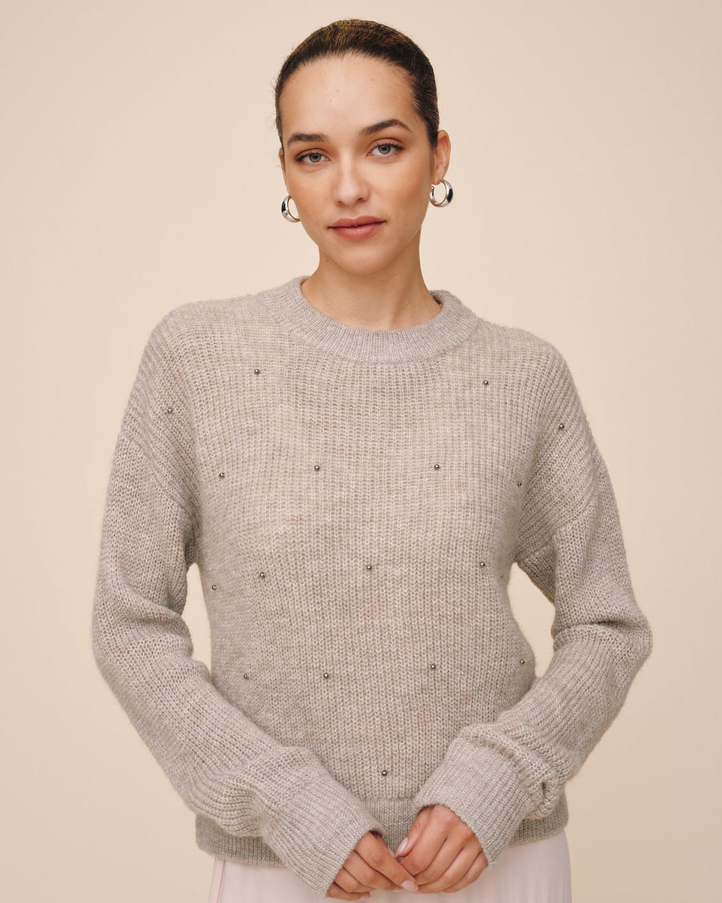 Beaded Crew Neck Sweater - Hazel Wood