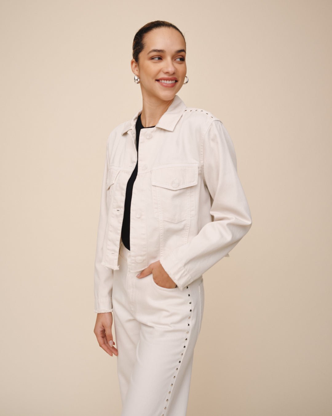 Billie Cropped Jacket - Frosted Ecru