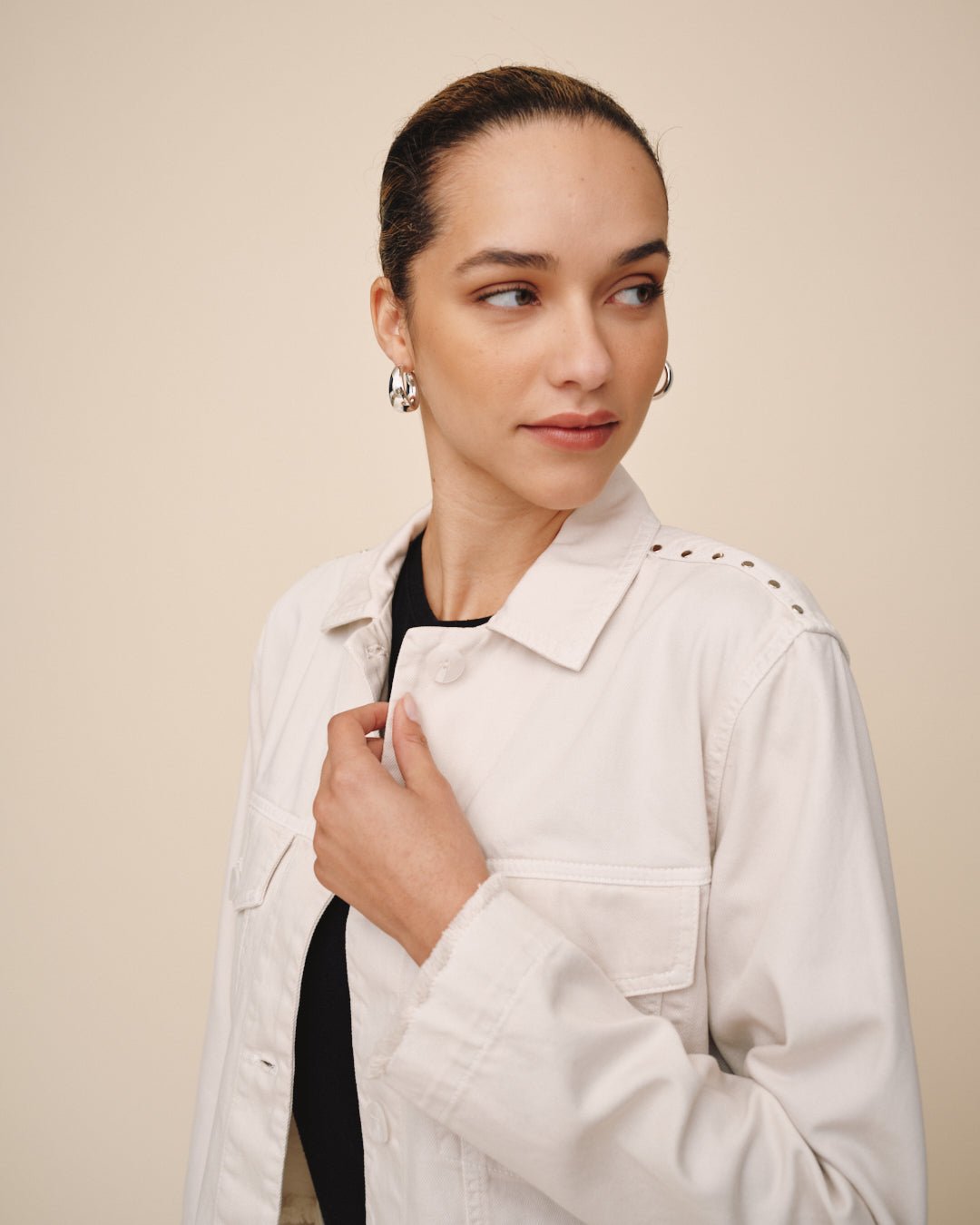 Billie Cropped Jacket - Frosted Ecru