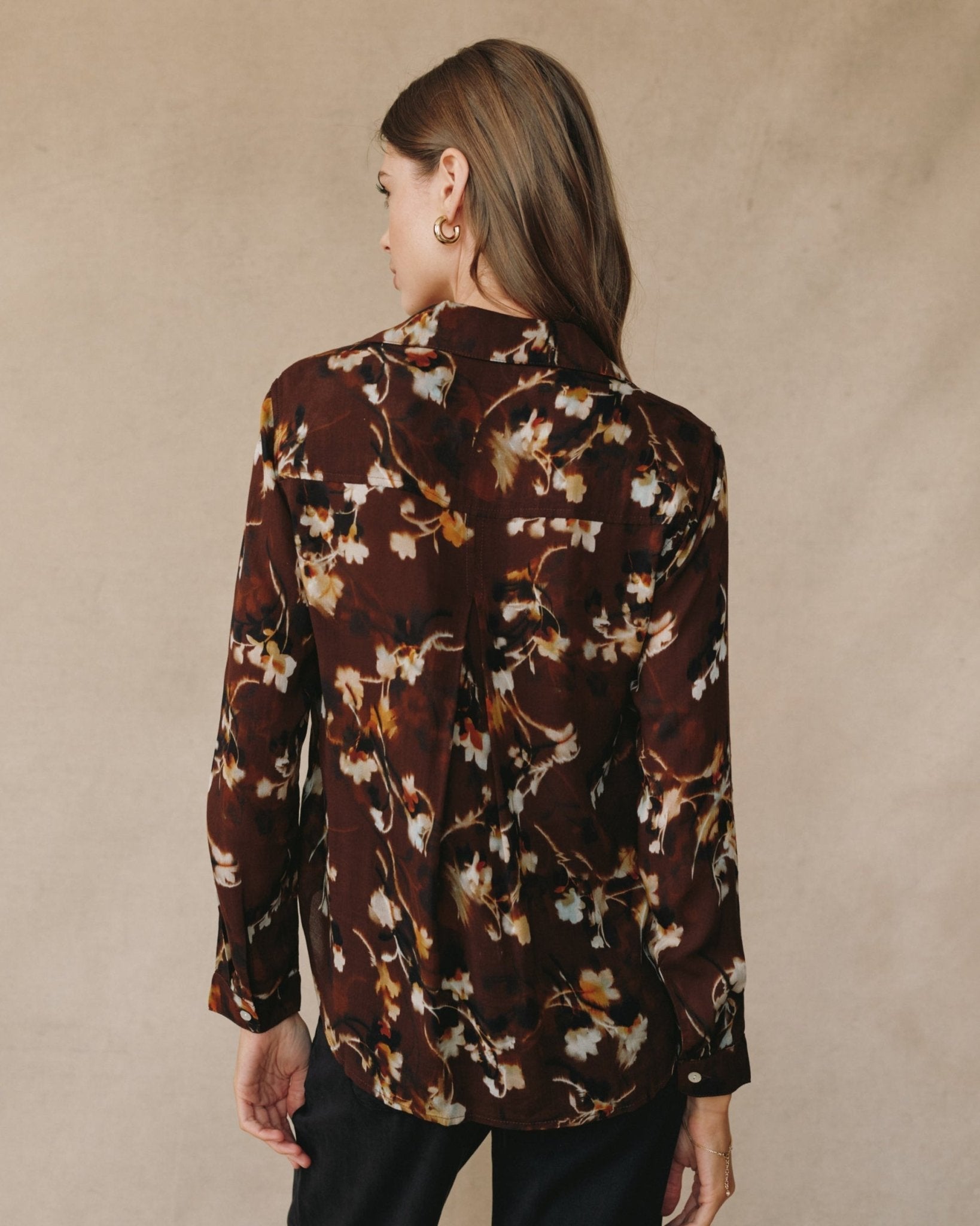 Button Down Shirt - Blurred Blooms Print