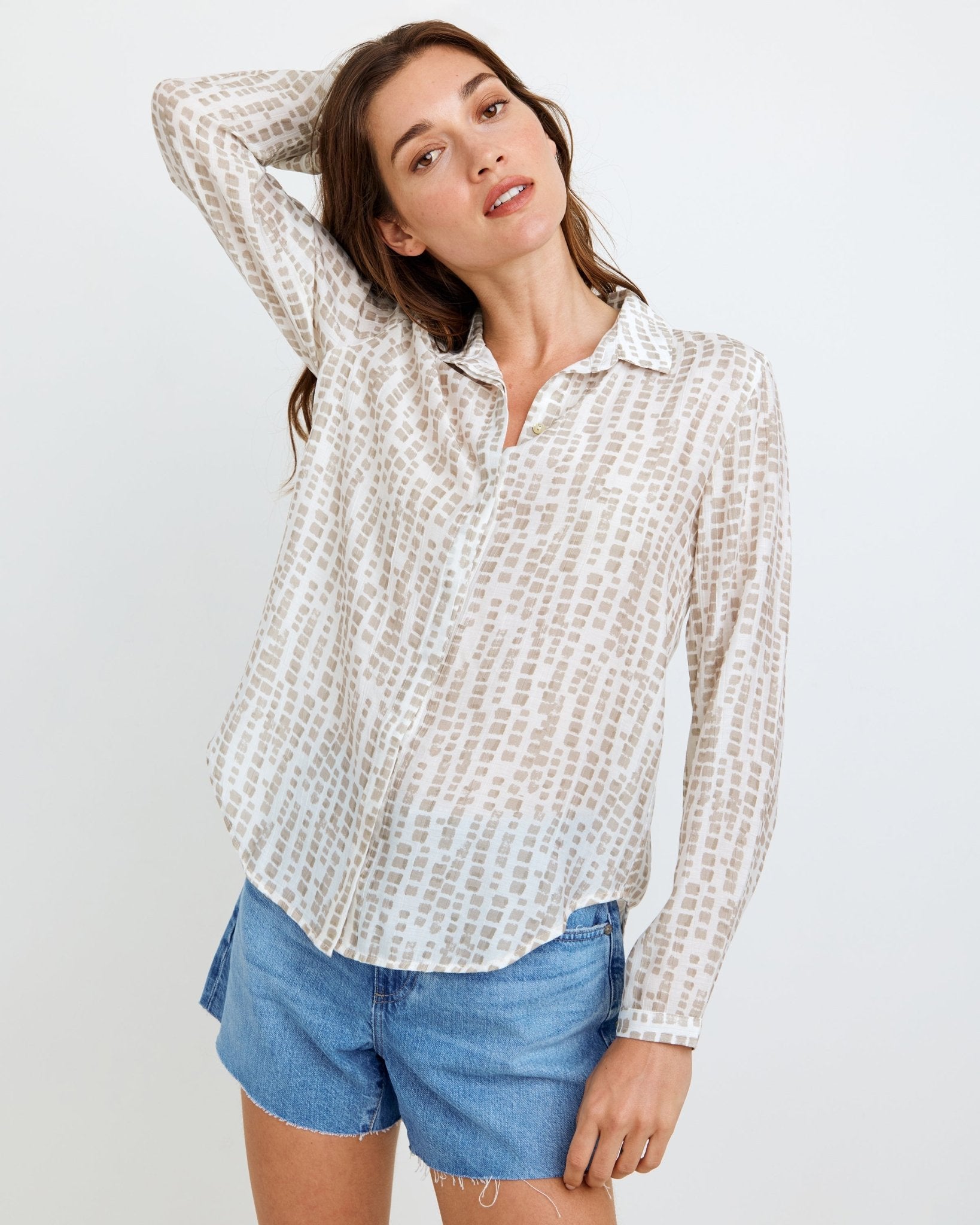 Clean Front Hipster Shirt - Abstract Blocks Print