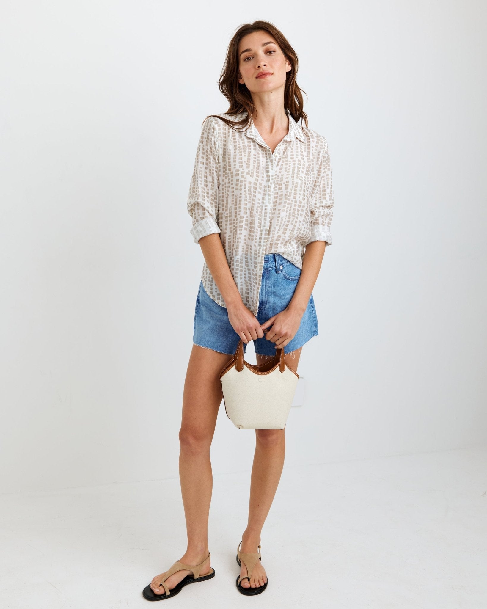 Clean Front Hipster Shirt - Abstract Blocks Print