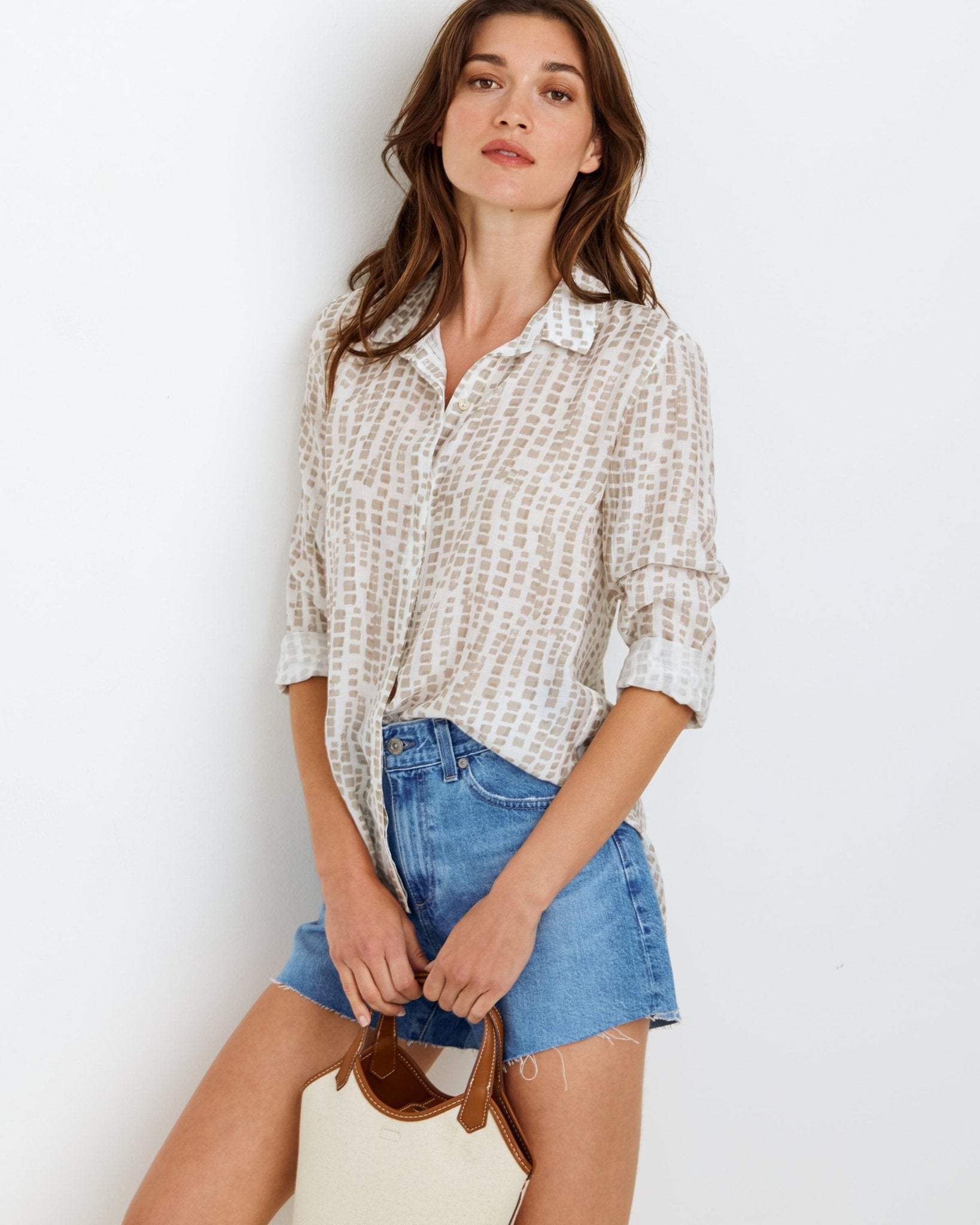 Clean Front Hipster Shirt - Abstract Blocks Print