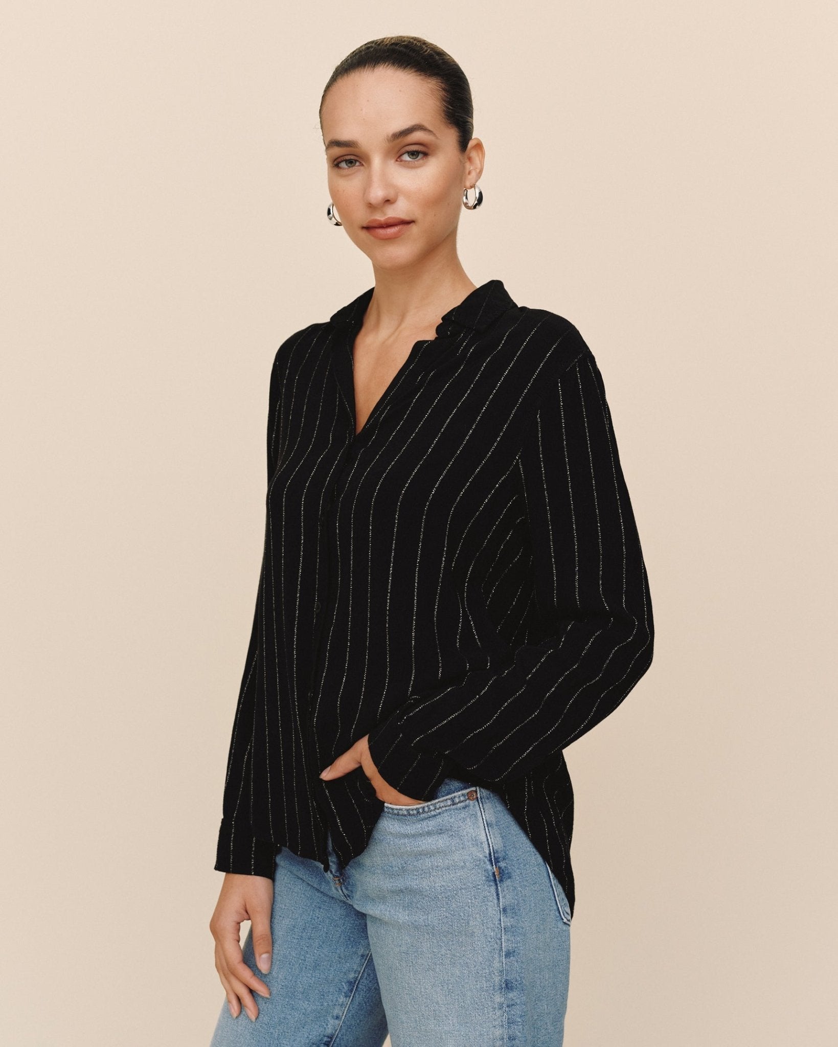 Clean Shirt - Black Lurex Stripe