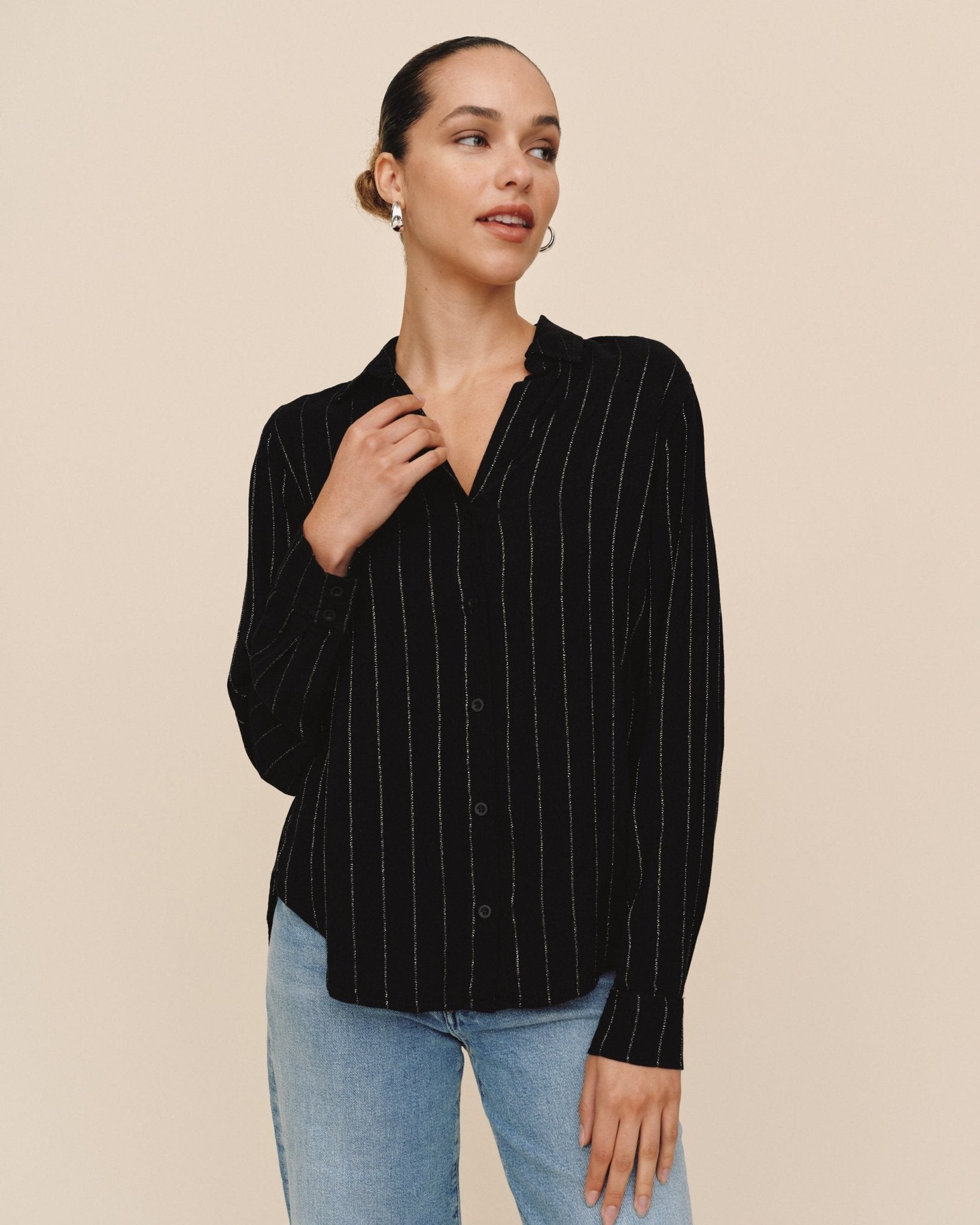 Clean Shirt - Black Lurex Stripe