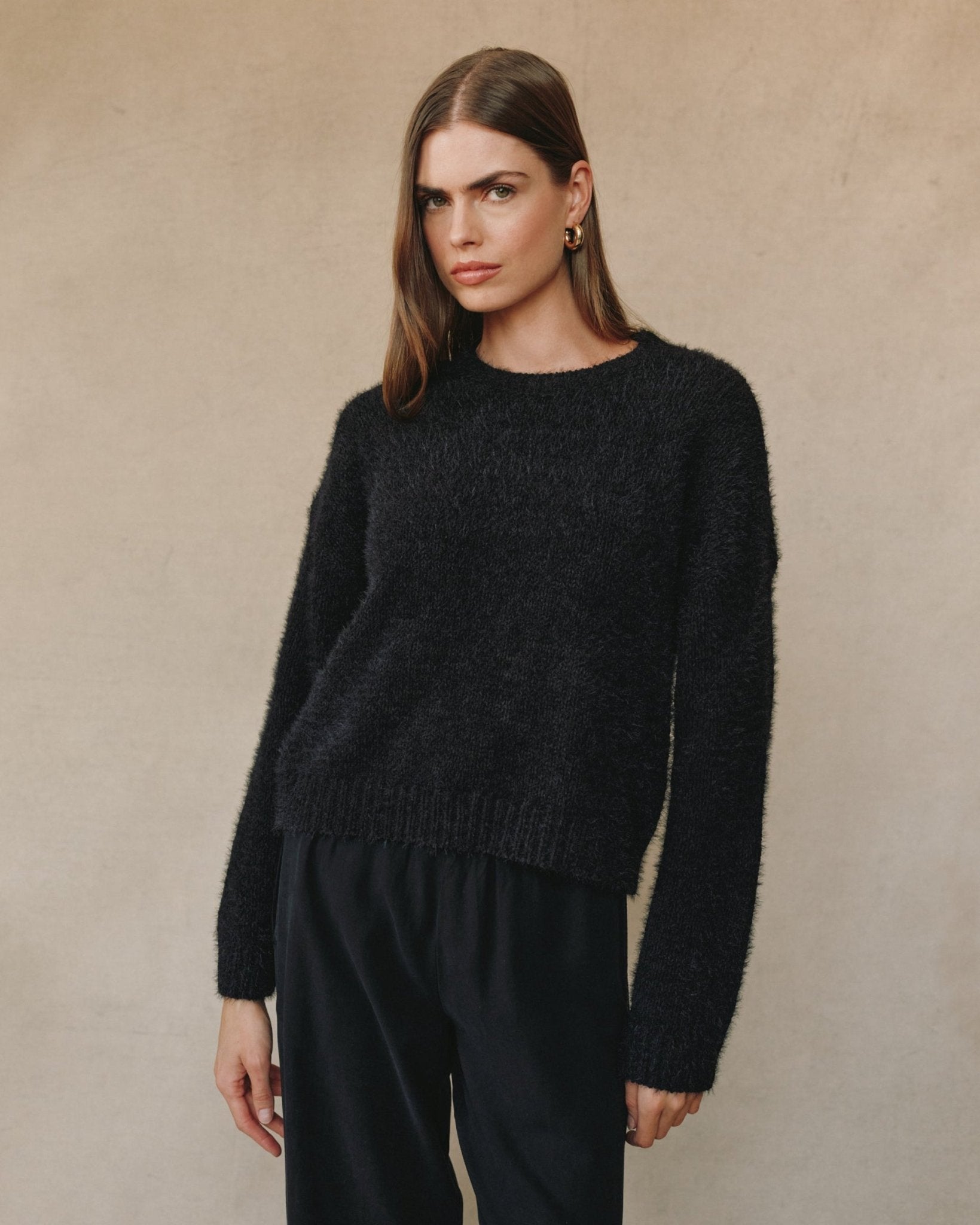 Drop Shoulder Sweater - Black