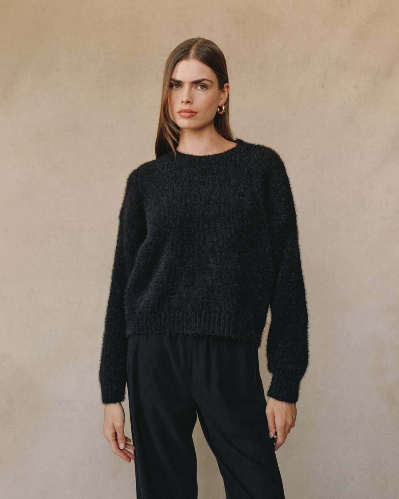 Drop Shoulder Sweater - Black