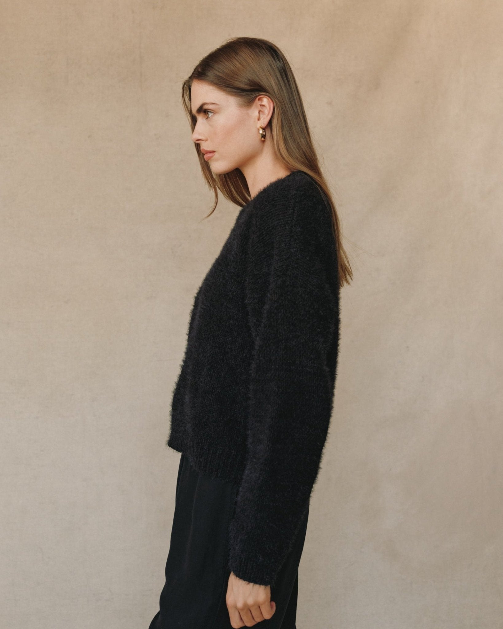 Drop Shoulder Sweater - Black