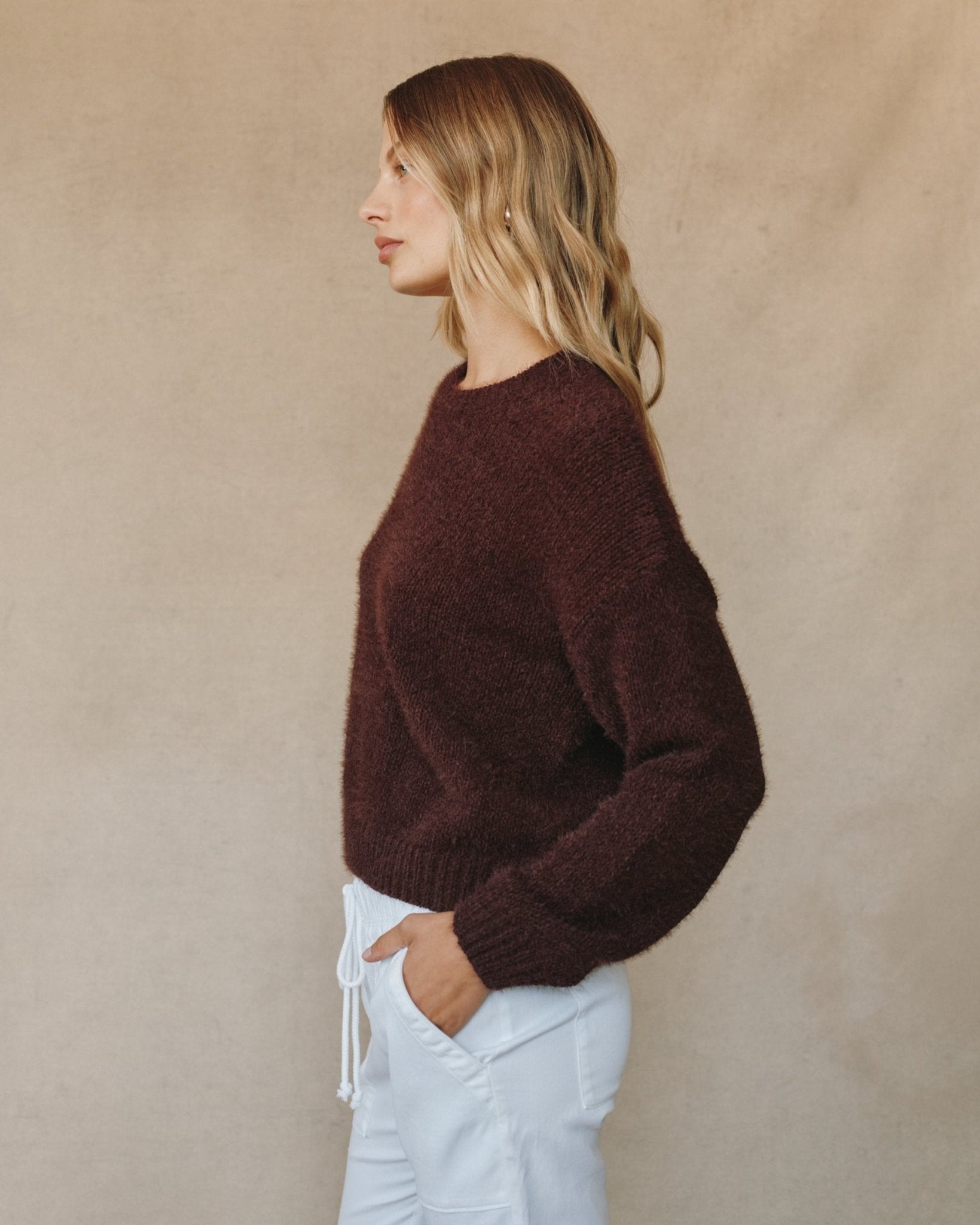 Drop Shoulder Sweater - Pinot Noir
