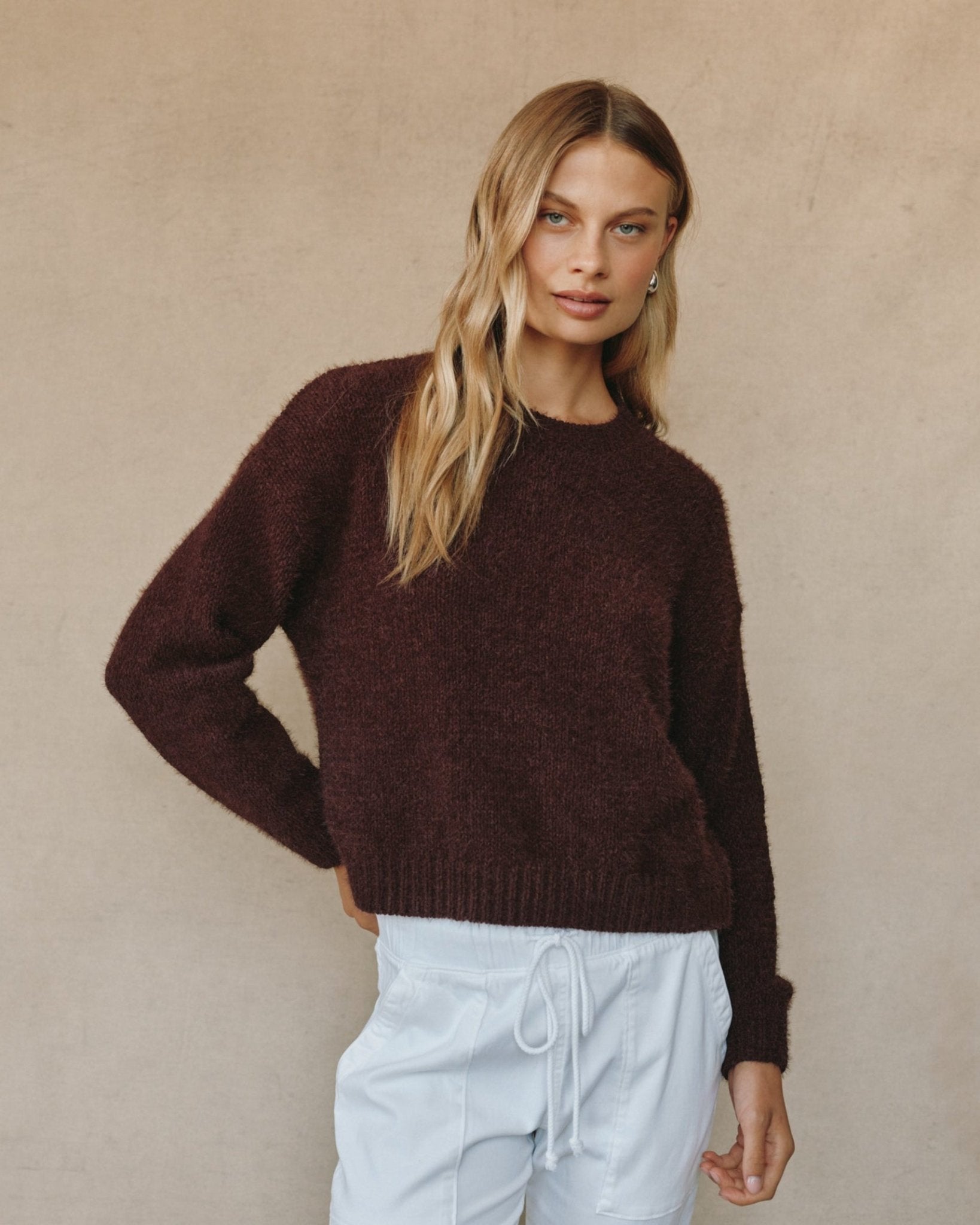 Drop Shoulder Sweater - Pinot Noir
