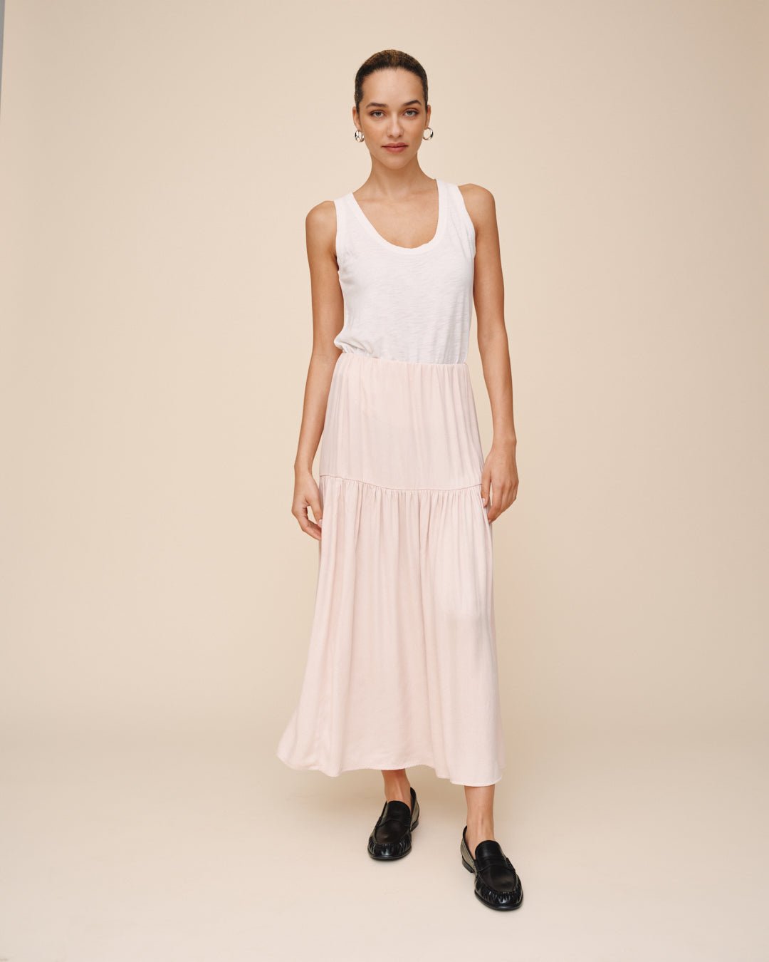 Dropped Waist Ruffle Maxi Skirt - Cherry Blossom