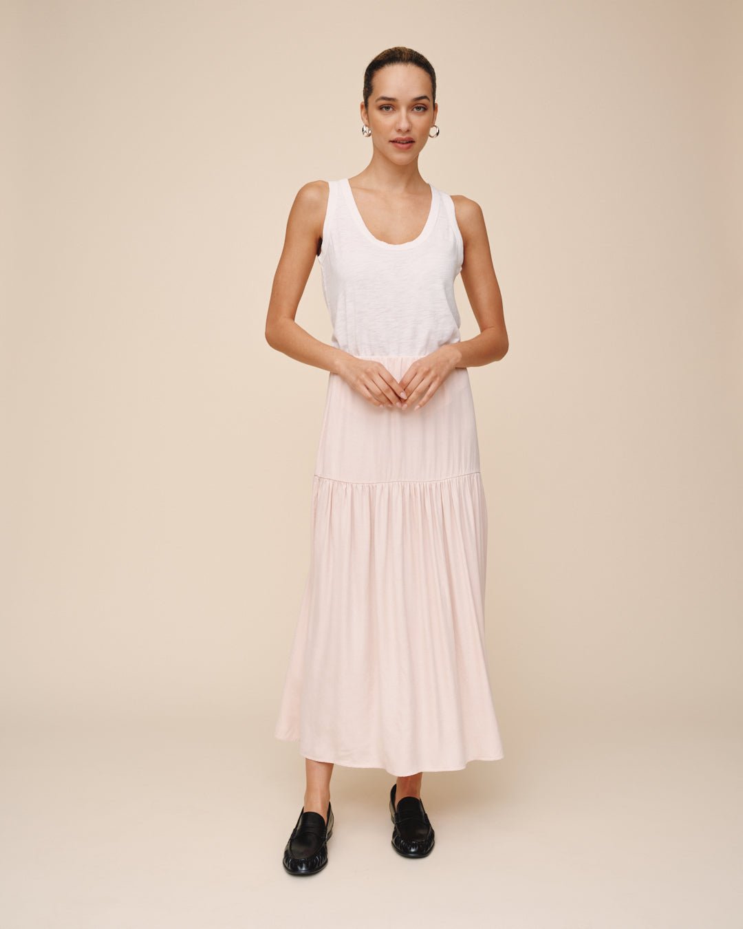 Dropped Waist Ruffle Maxi Skirt - Cherry Blossom