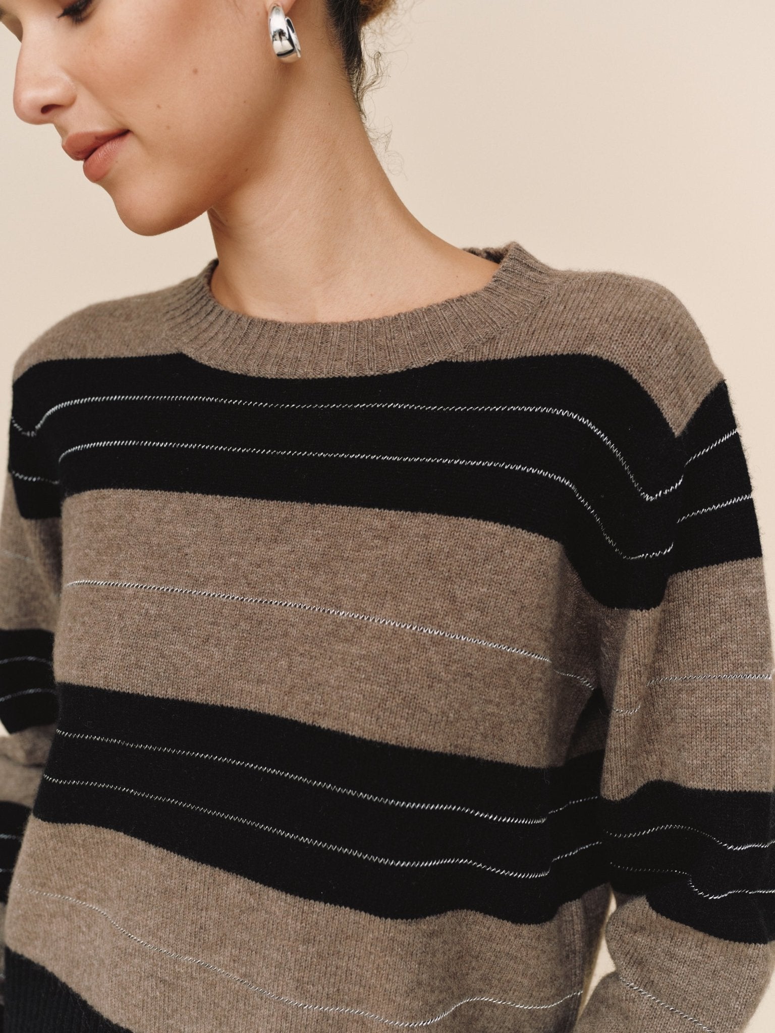 Fitted Crew Sweater - Frappe Stripe