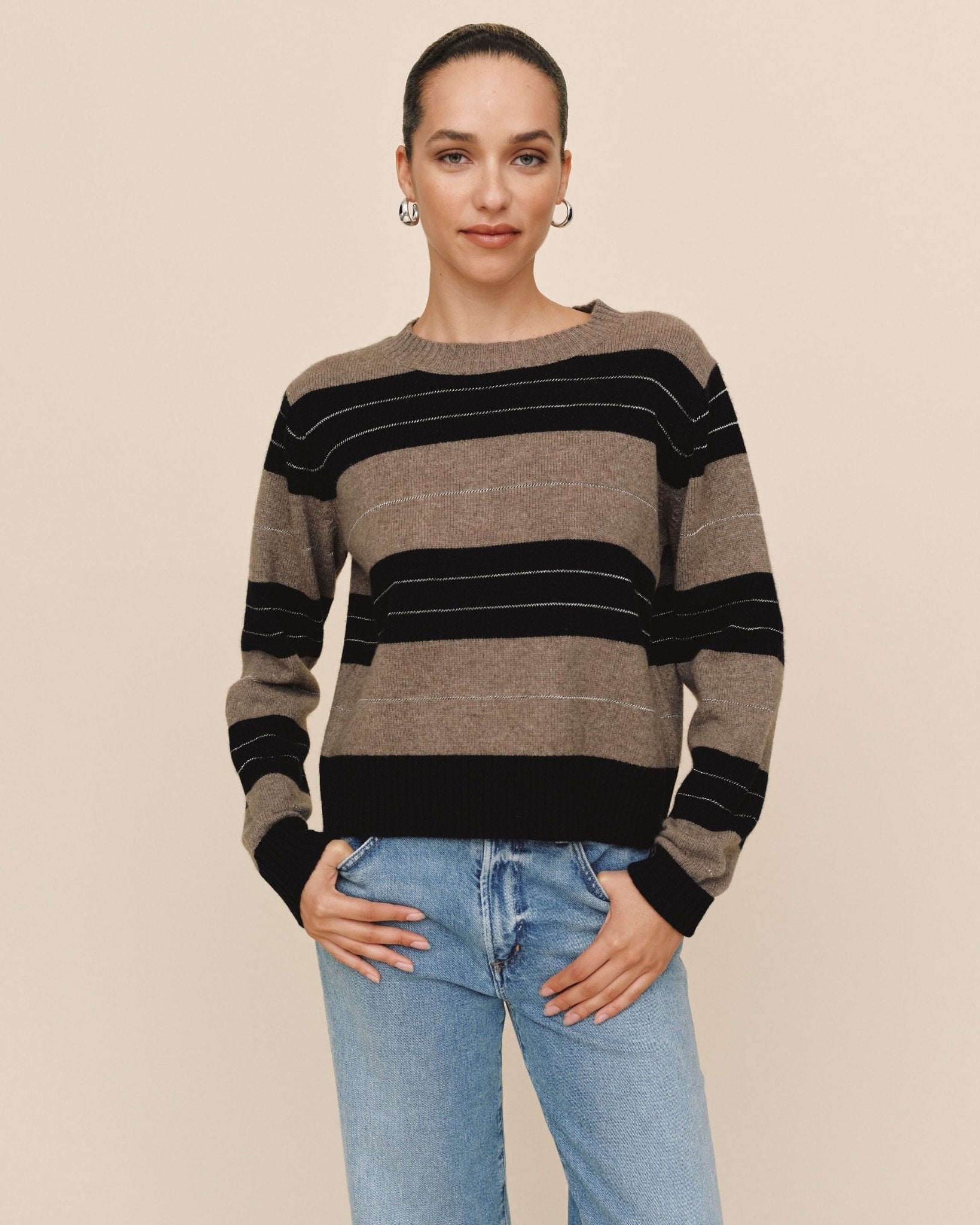 Fitted Crew Sweater - Frappe Stripe