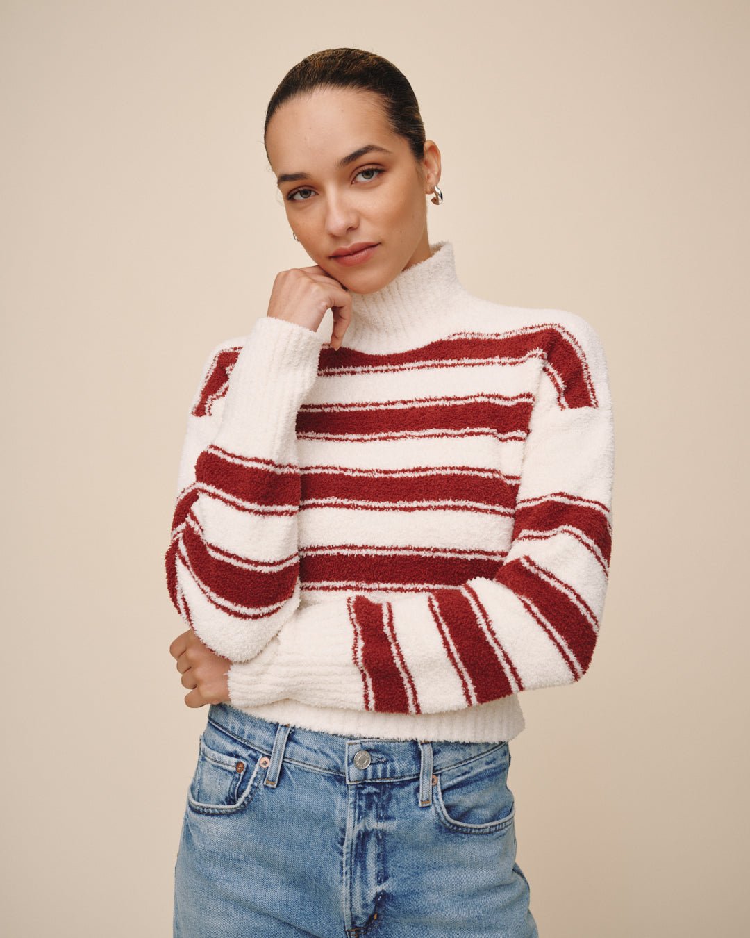 Fitted Waist Sweater - Peppermint Bark