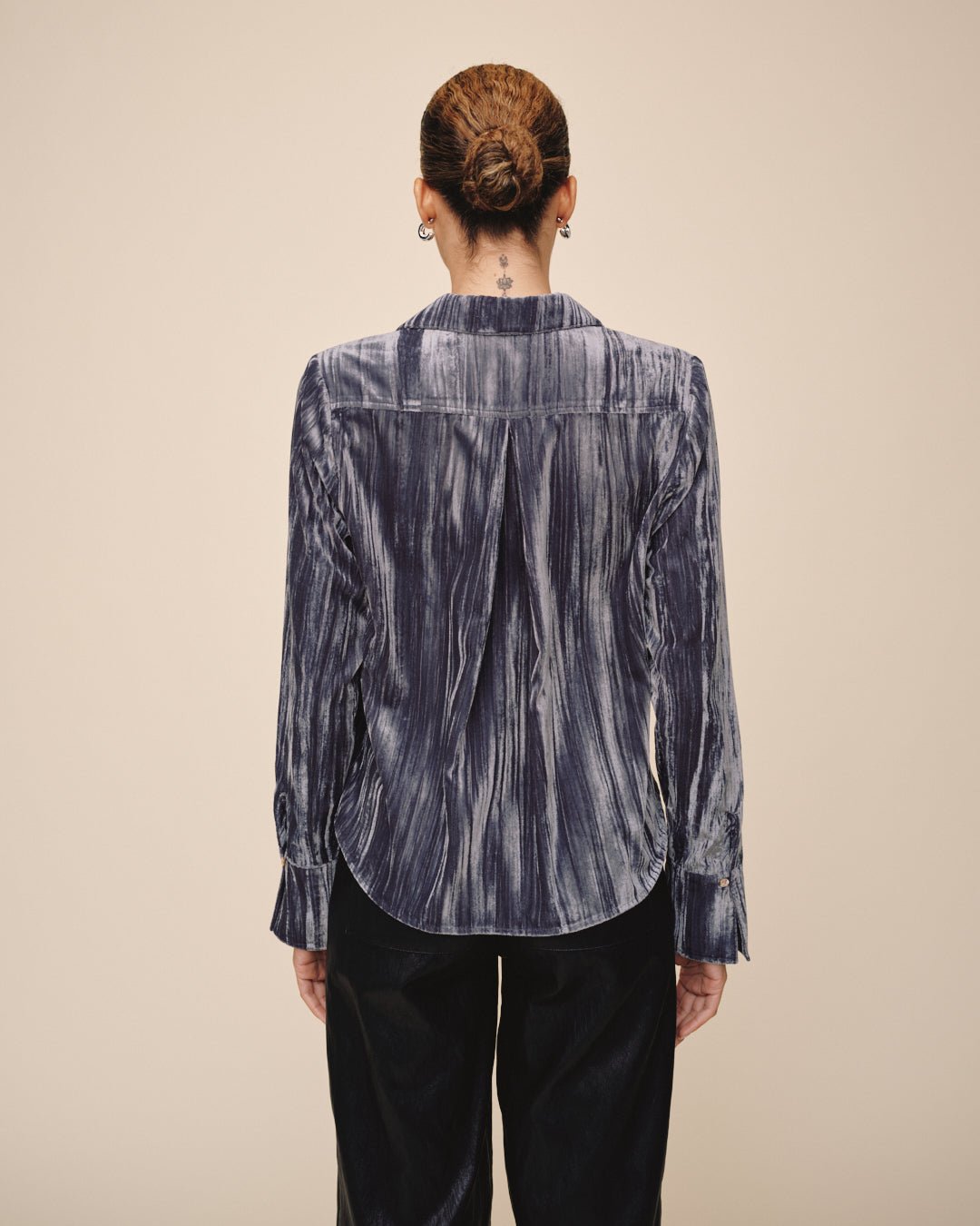 Flowy Wide Collar Button Down - Velvet Storm