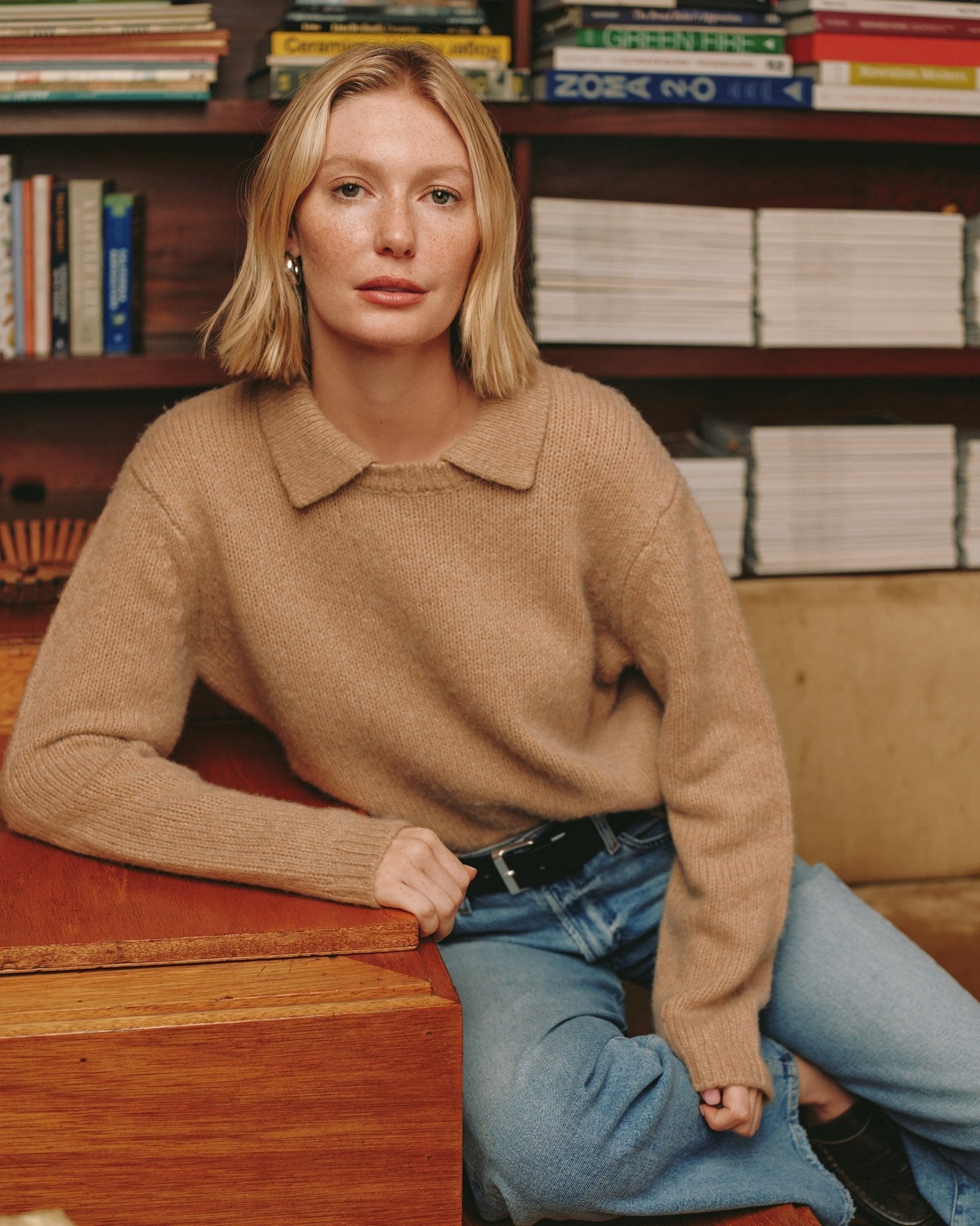 Johnny Collar Sweater - Maple Syrup