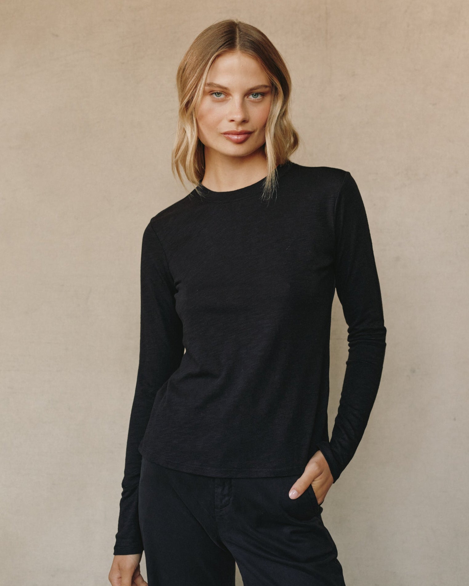 Long Sleeve Crew Tee - Black