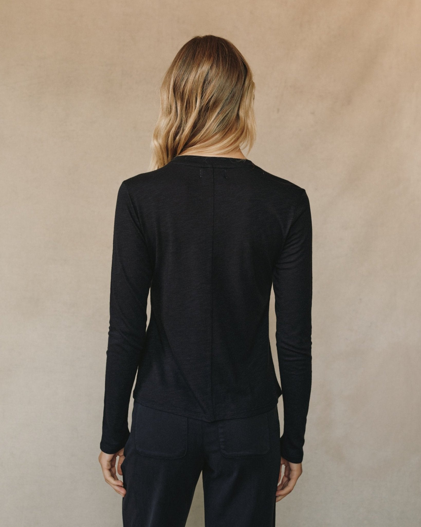 Long Sleeve Crew Tee - Black