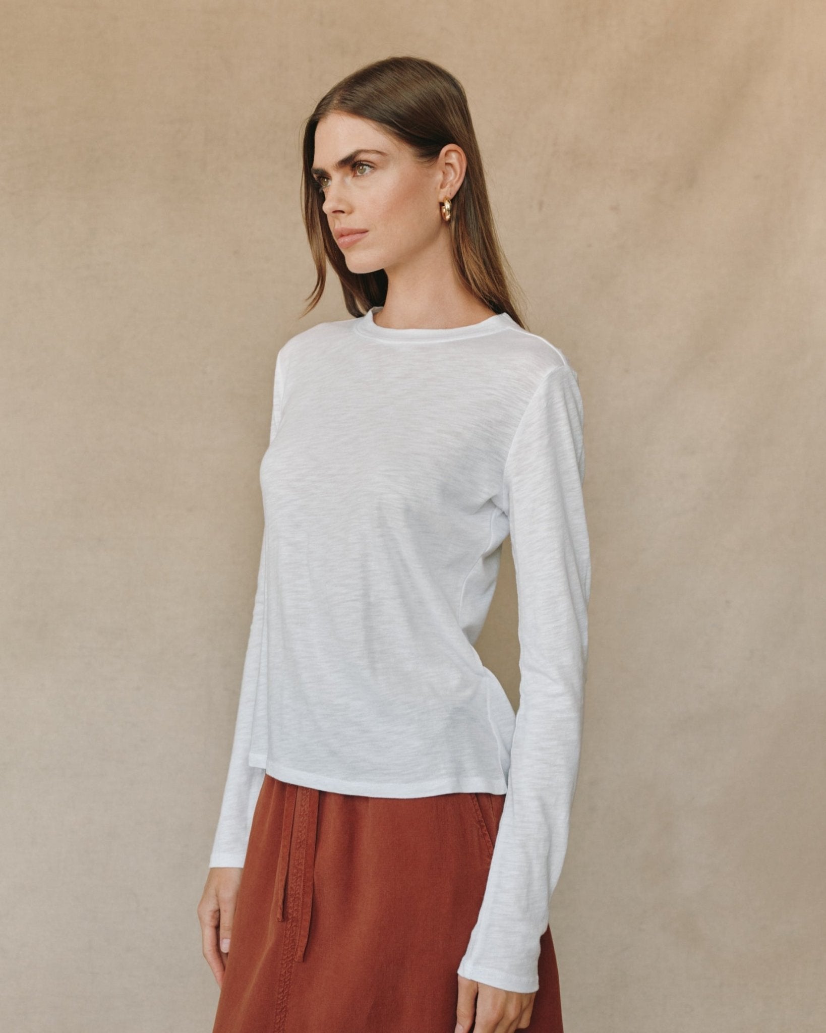 Long Sleeve Crew Tee - White