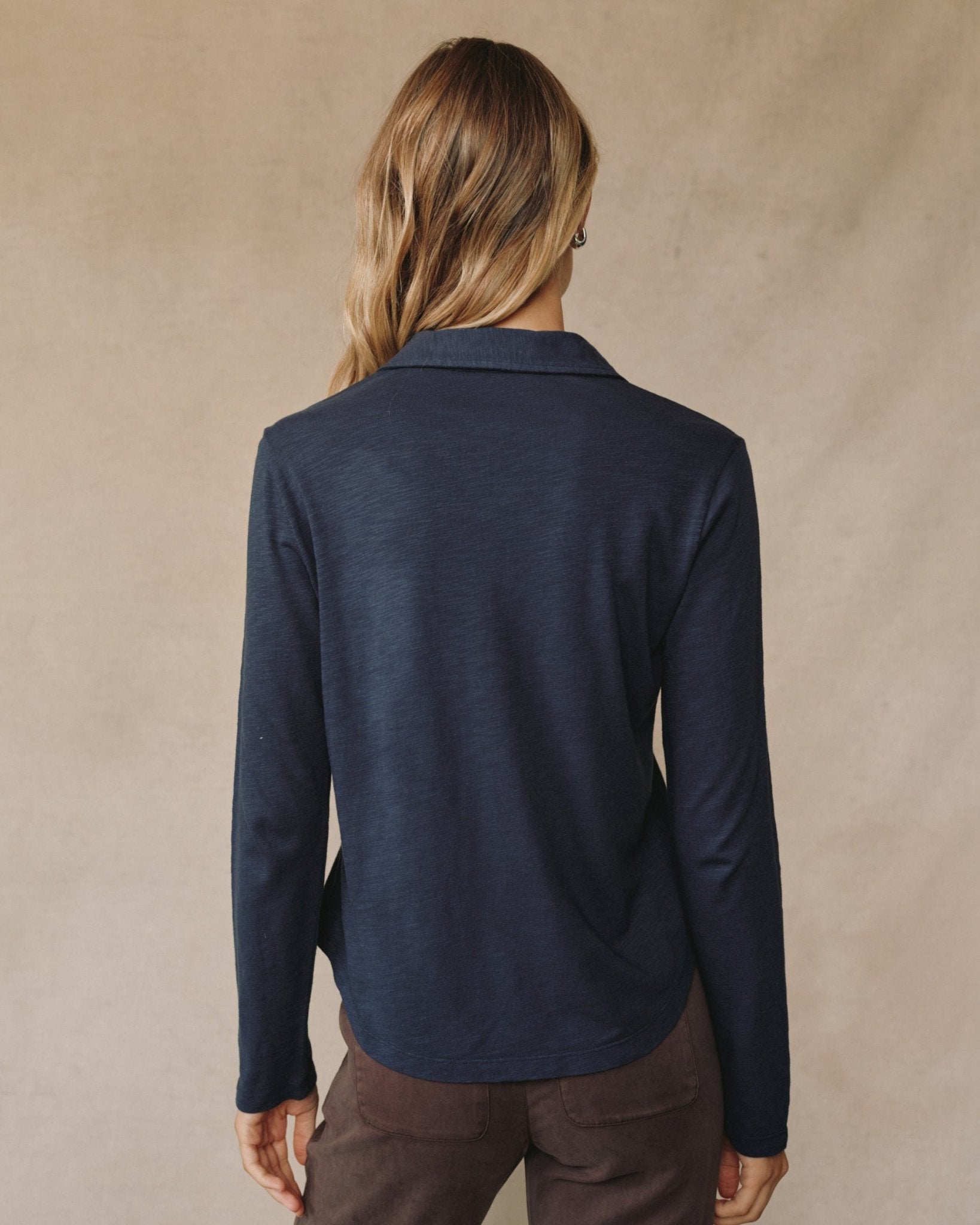 Long Sleeve Knit Button Down - Endless Sea