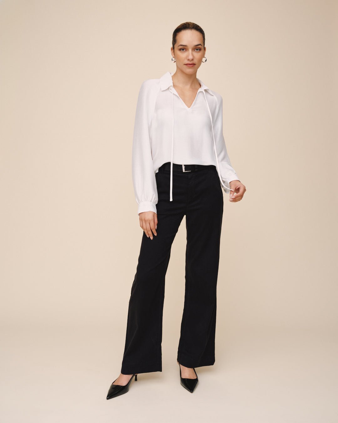 Long Sleeve Raglan Pullover- White