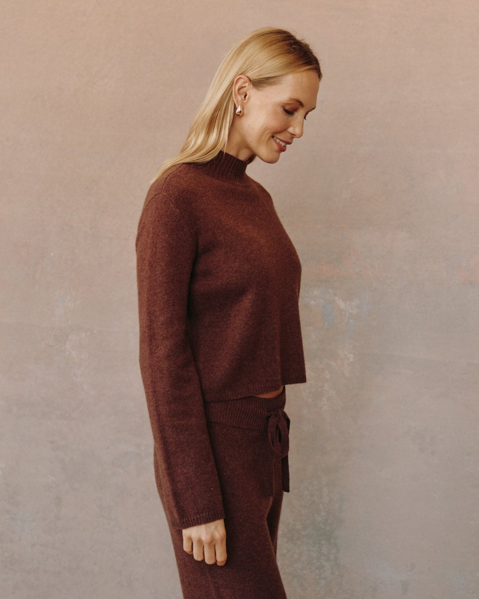 Mock Neck Sweater - Red Oak