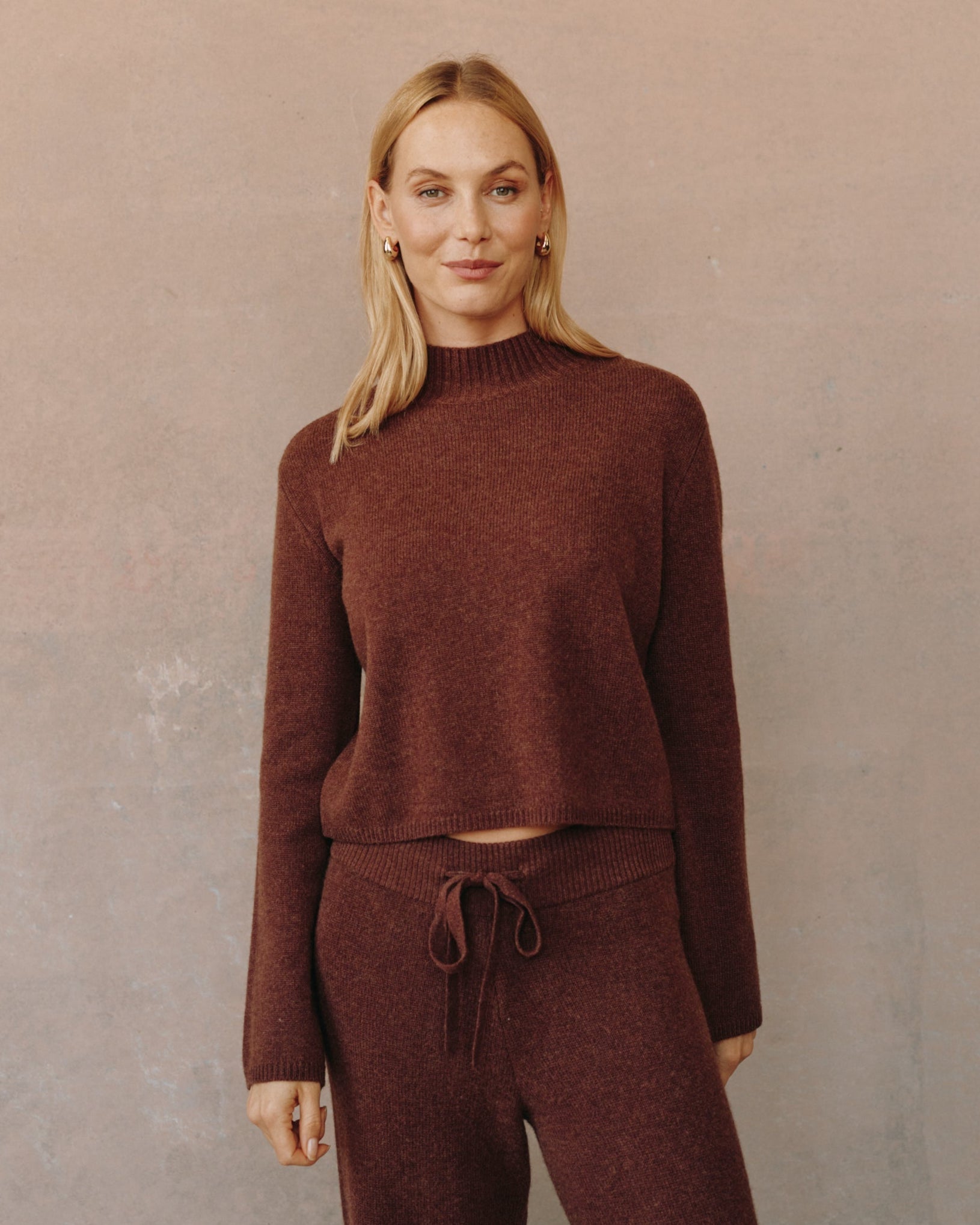 Mock Neck Sweater - Red Oak
