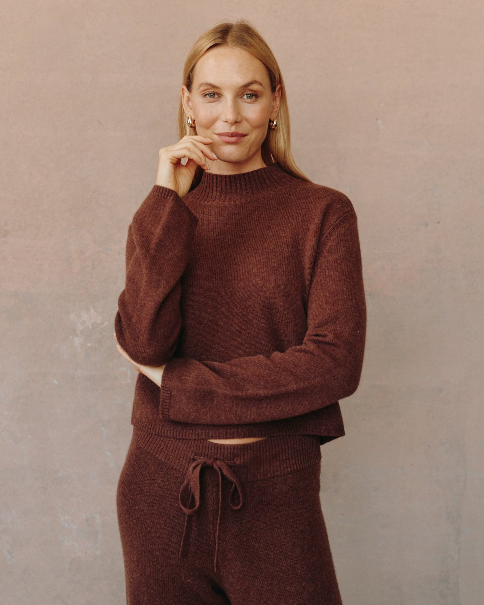 Mock Neck Sweater - Red Oak