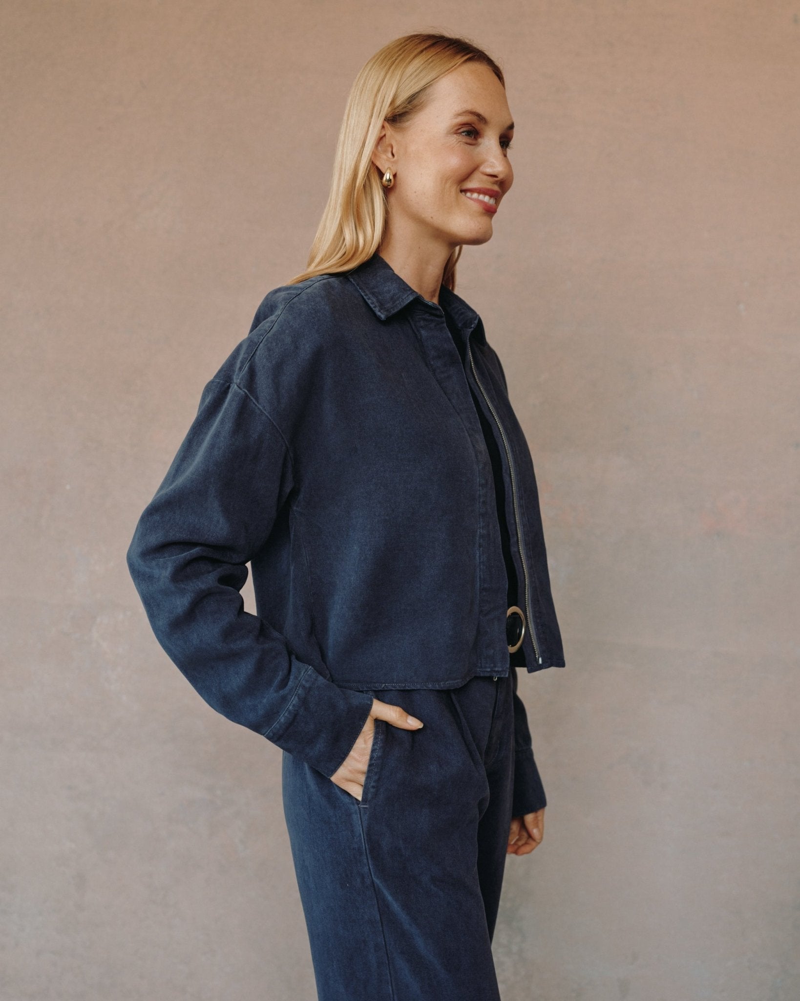 Oversized Cropped Shacket - Charcoal