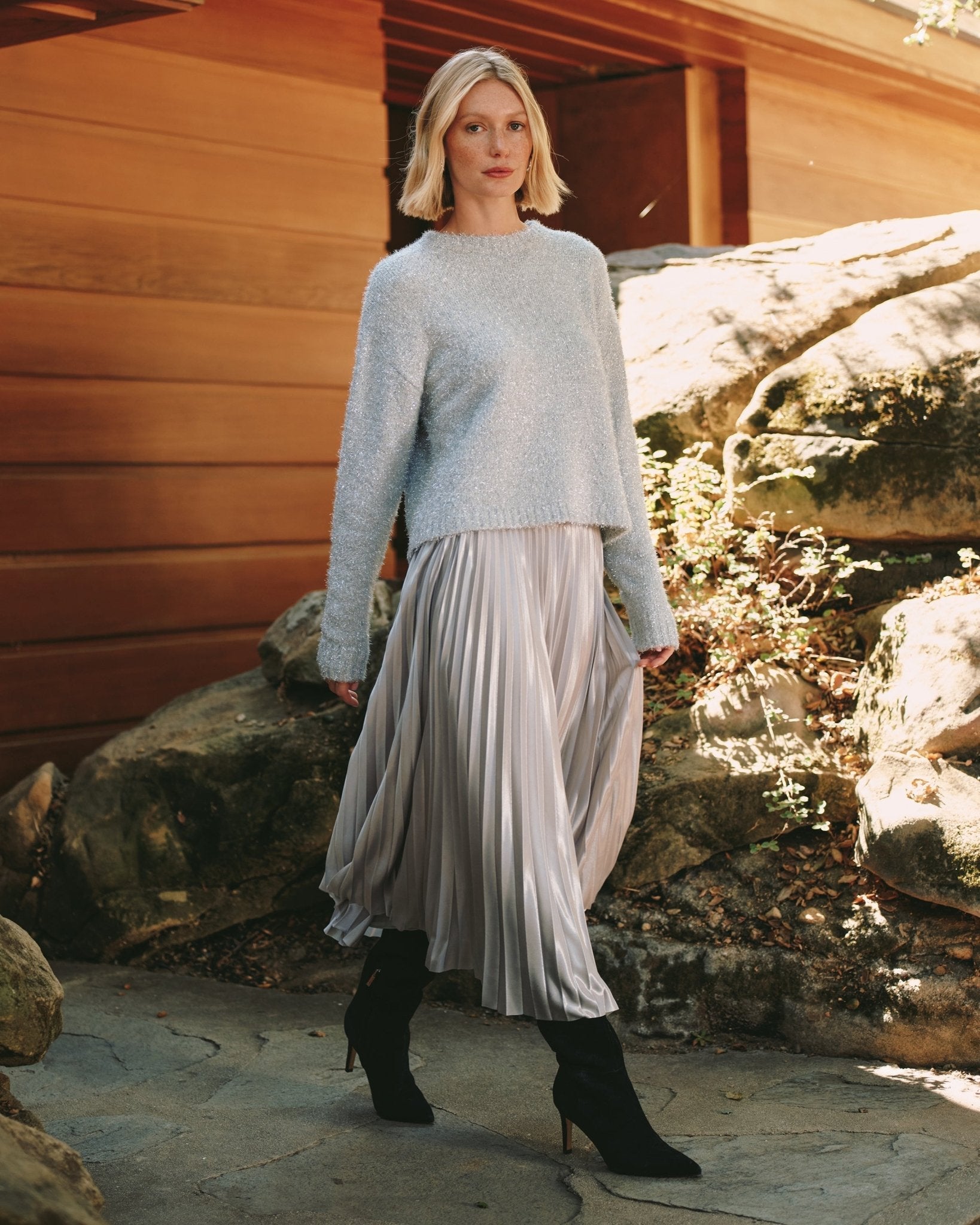 Pleated Skirt - Silver Shimmer