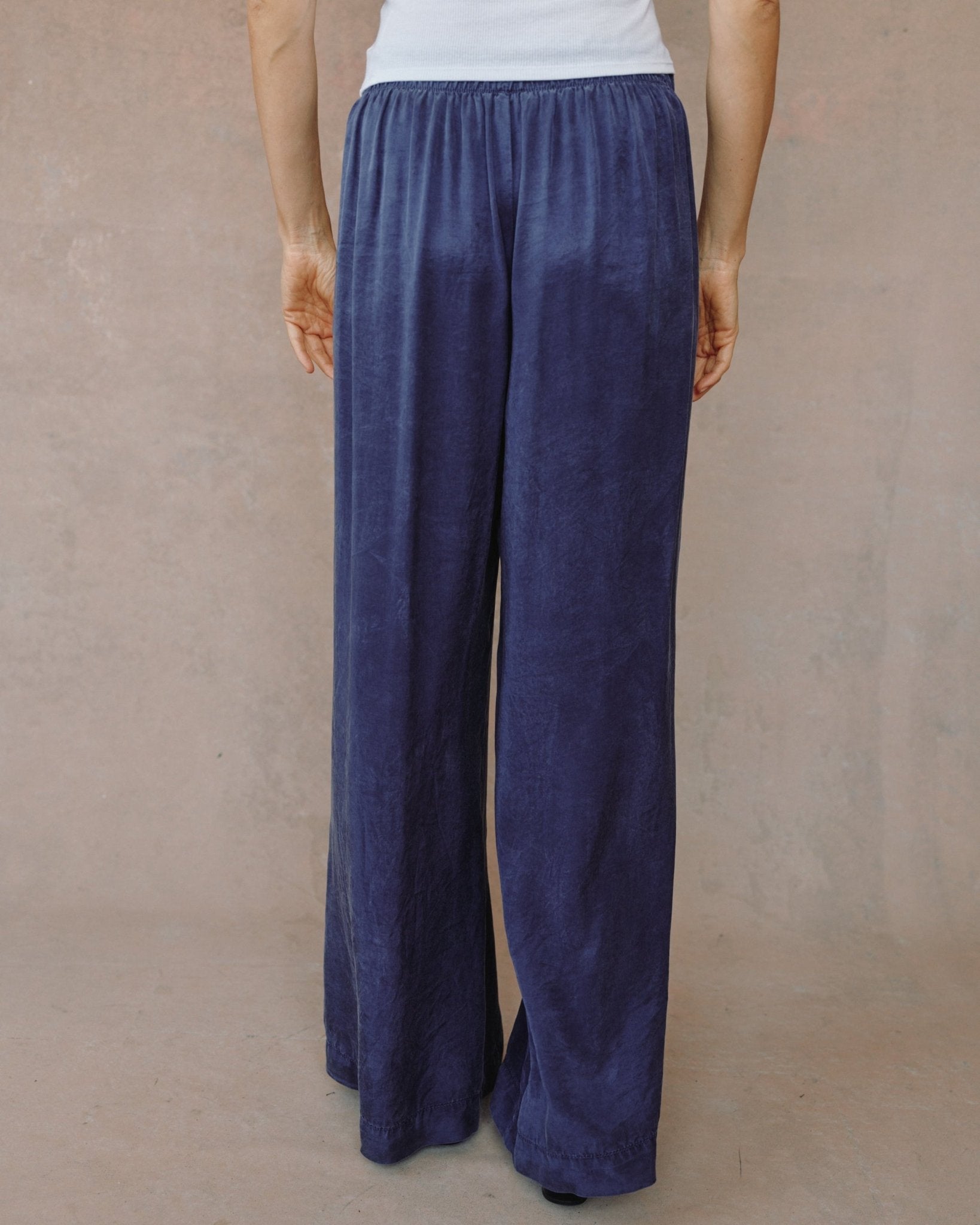 Pull On Inverted Pleat Wide Leg - Royal Navy