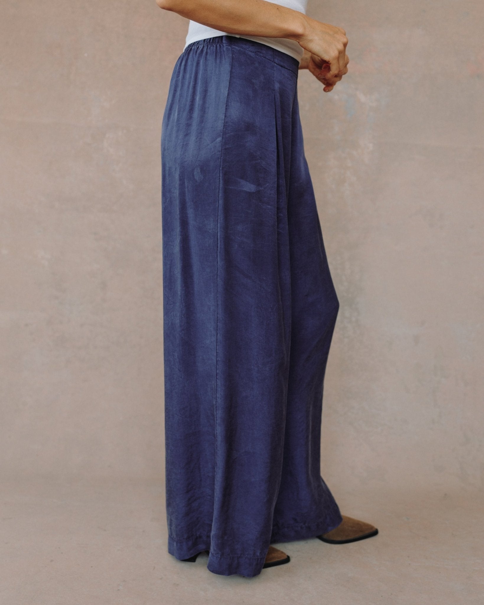 Pull On Inverted Pleat Wide Leg - Royal Navy