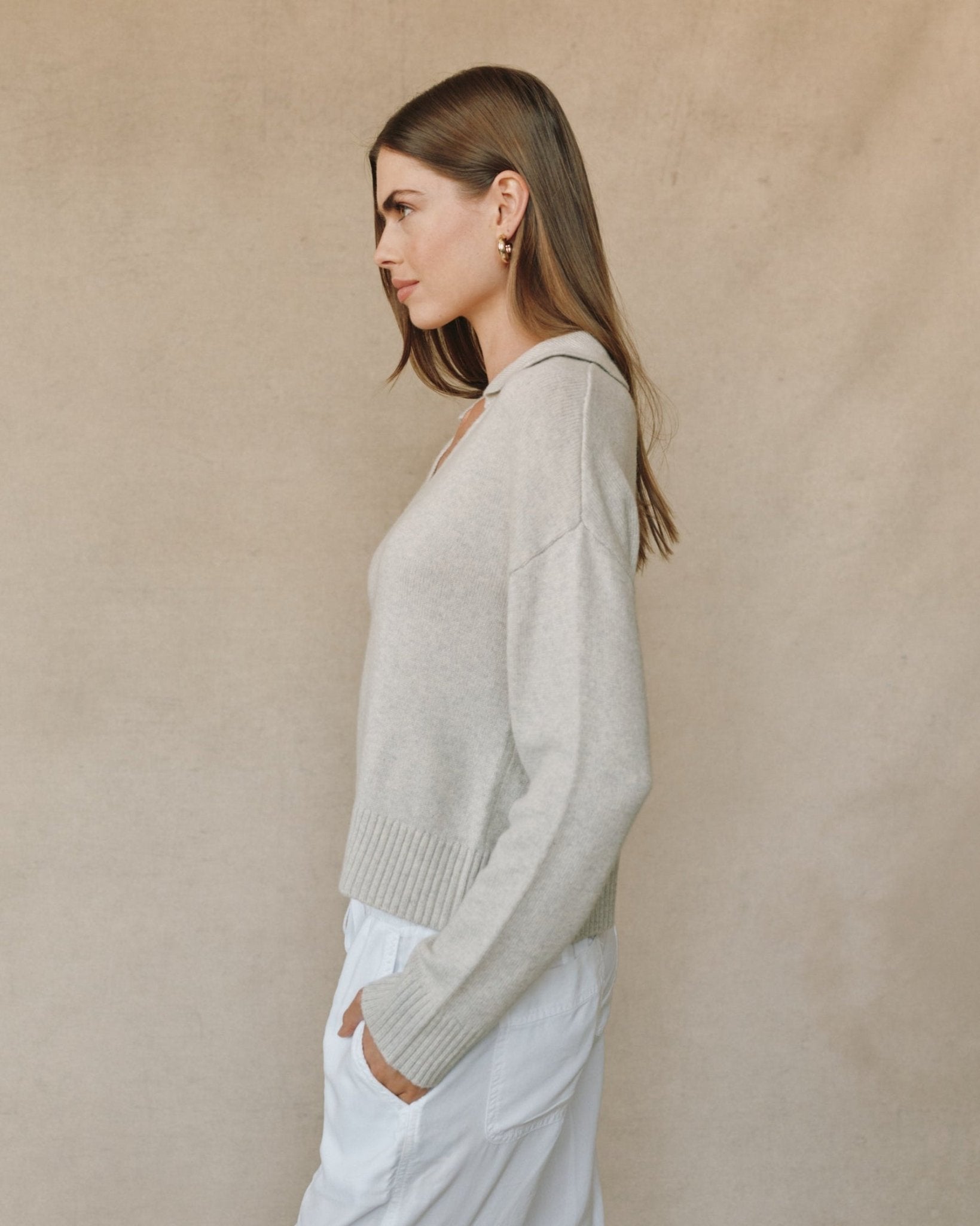 Pullover Sweater With Collar - Heather Moon