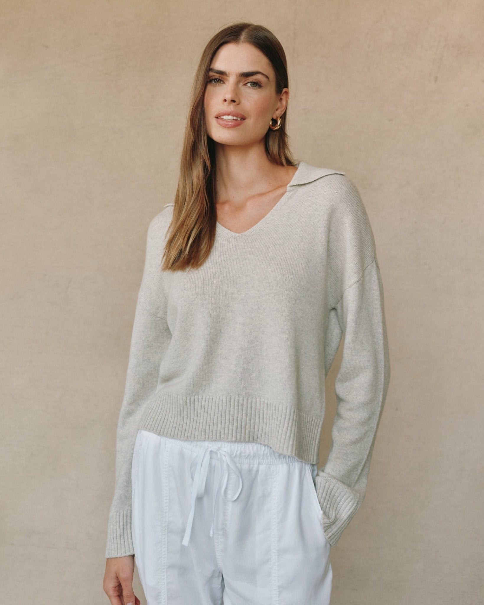 Pullover Sweater With Collar - Heather Moon