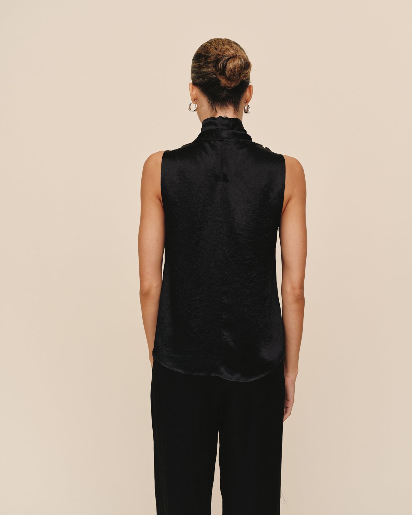 Scarf Neck Blouse - Black