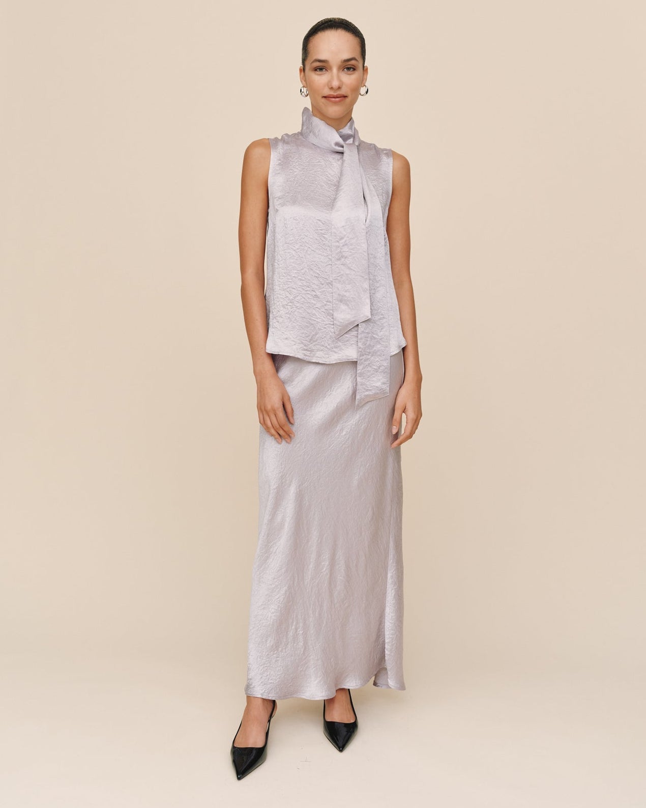 Scarf Neck Blouse - Silver