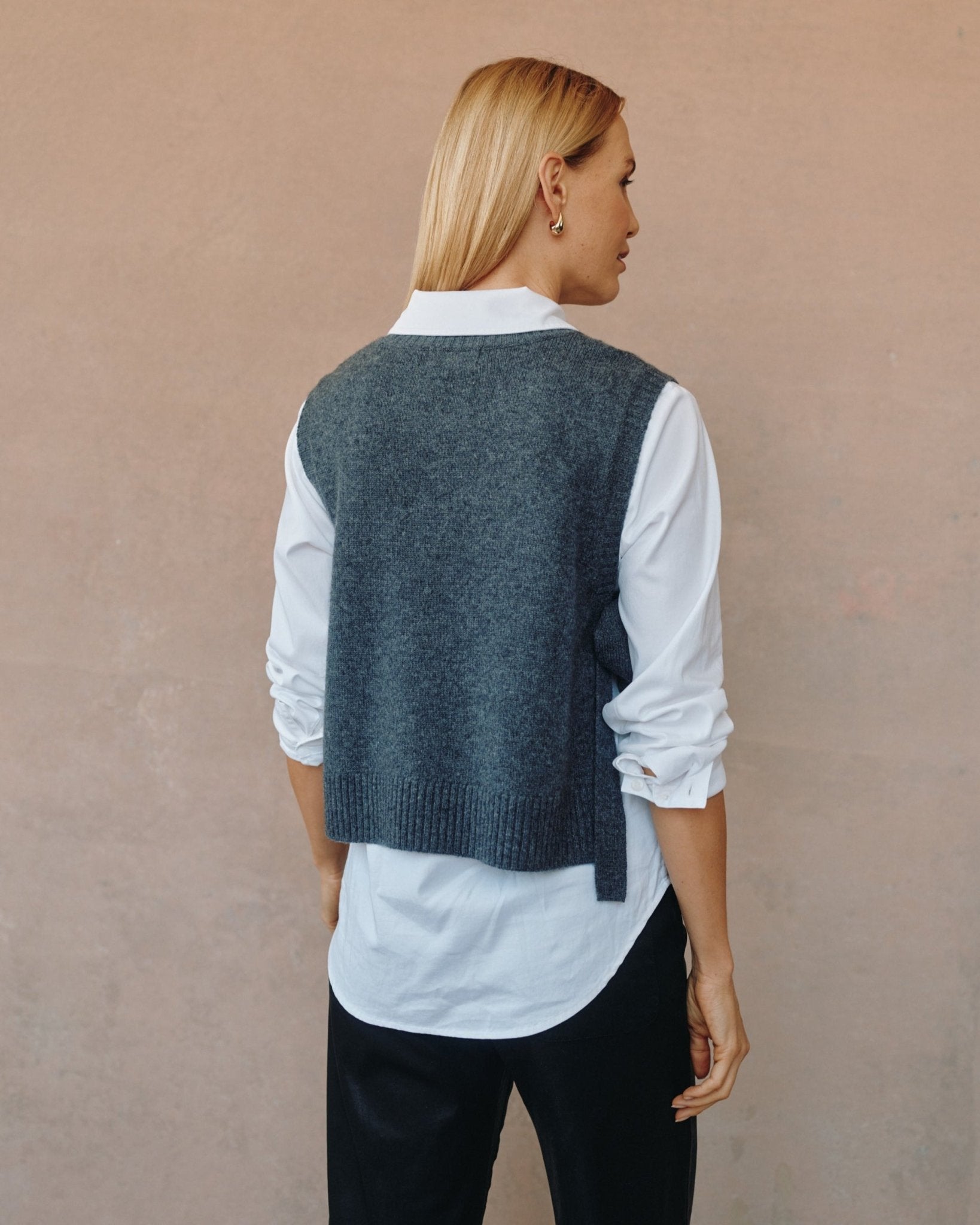 Side Tie Vest - Charcoal
