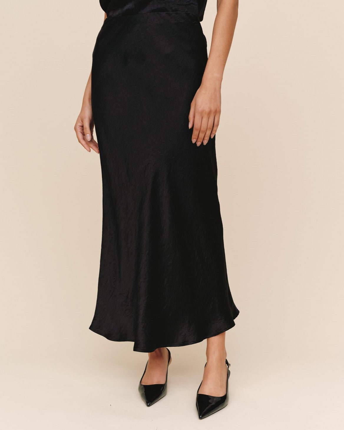 Sleek Bias Maxi Skirt - Black