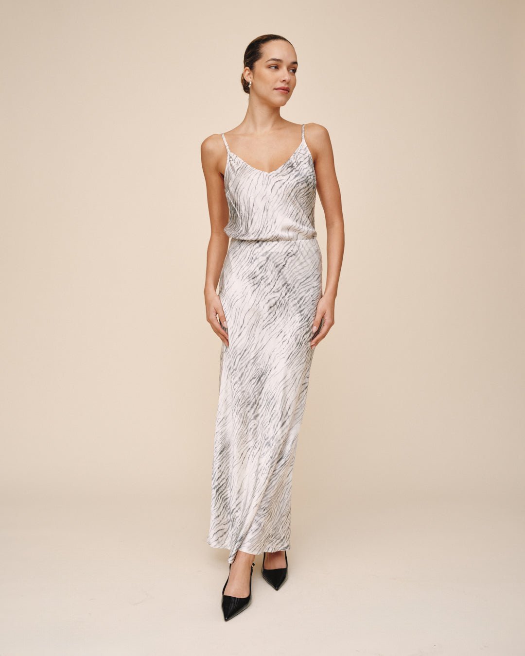 Sleek Bias Maxi Skirt - Snow Tiger